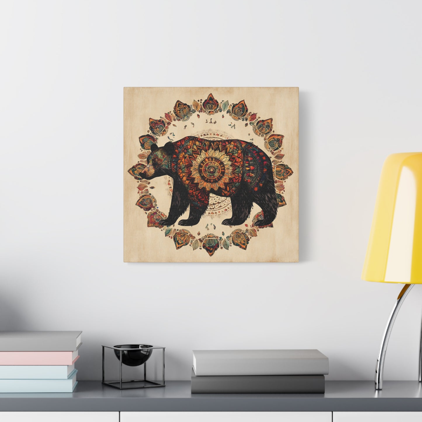 Bohemian Mandala Bear Matte Canvas Wall Art | Stretched Canvas