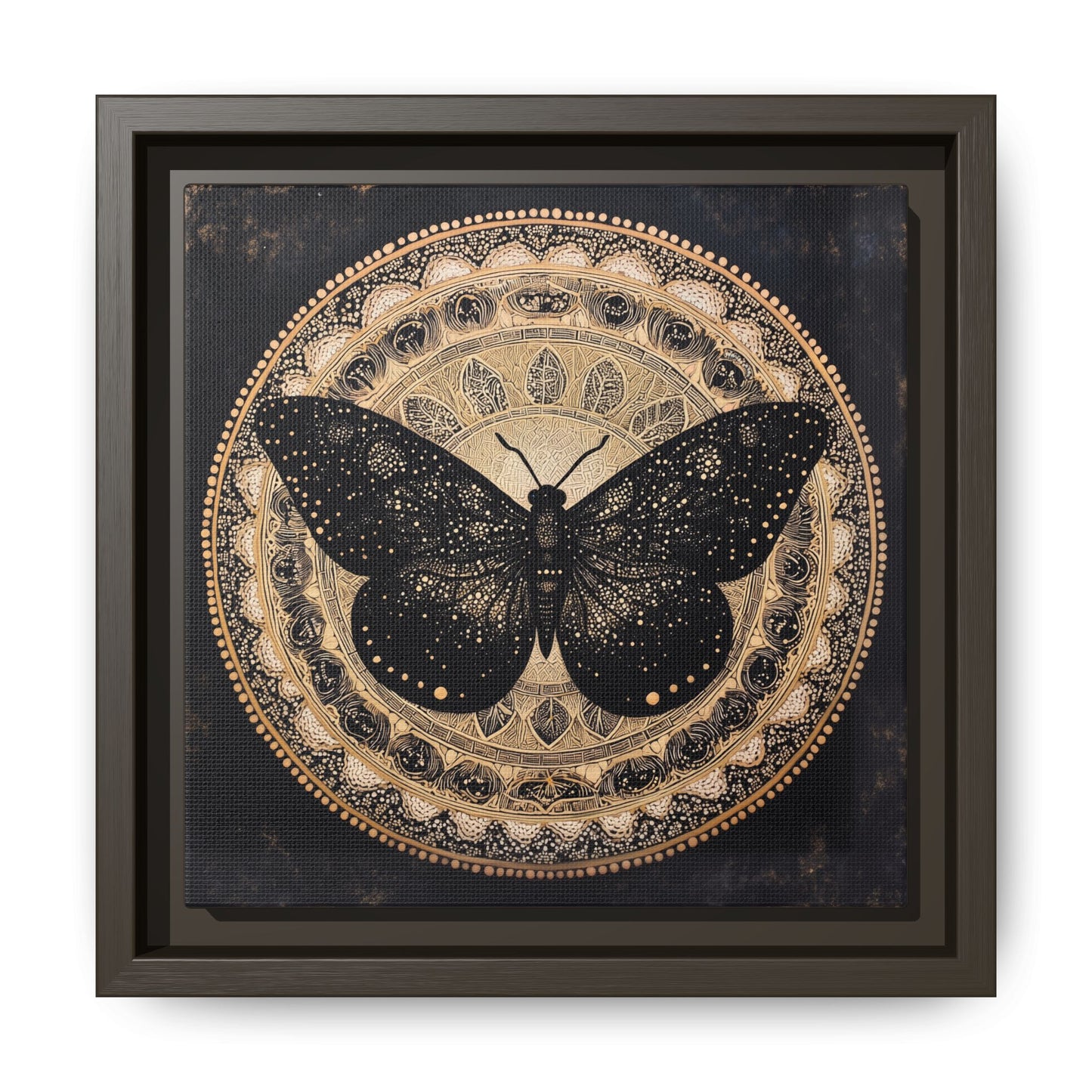 Black Moth Mandala Matte Canvas Framed | Wall Art