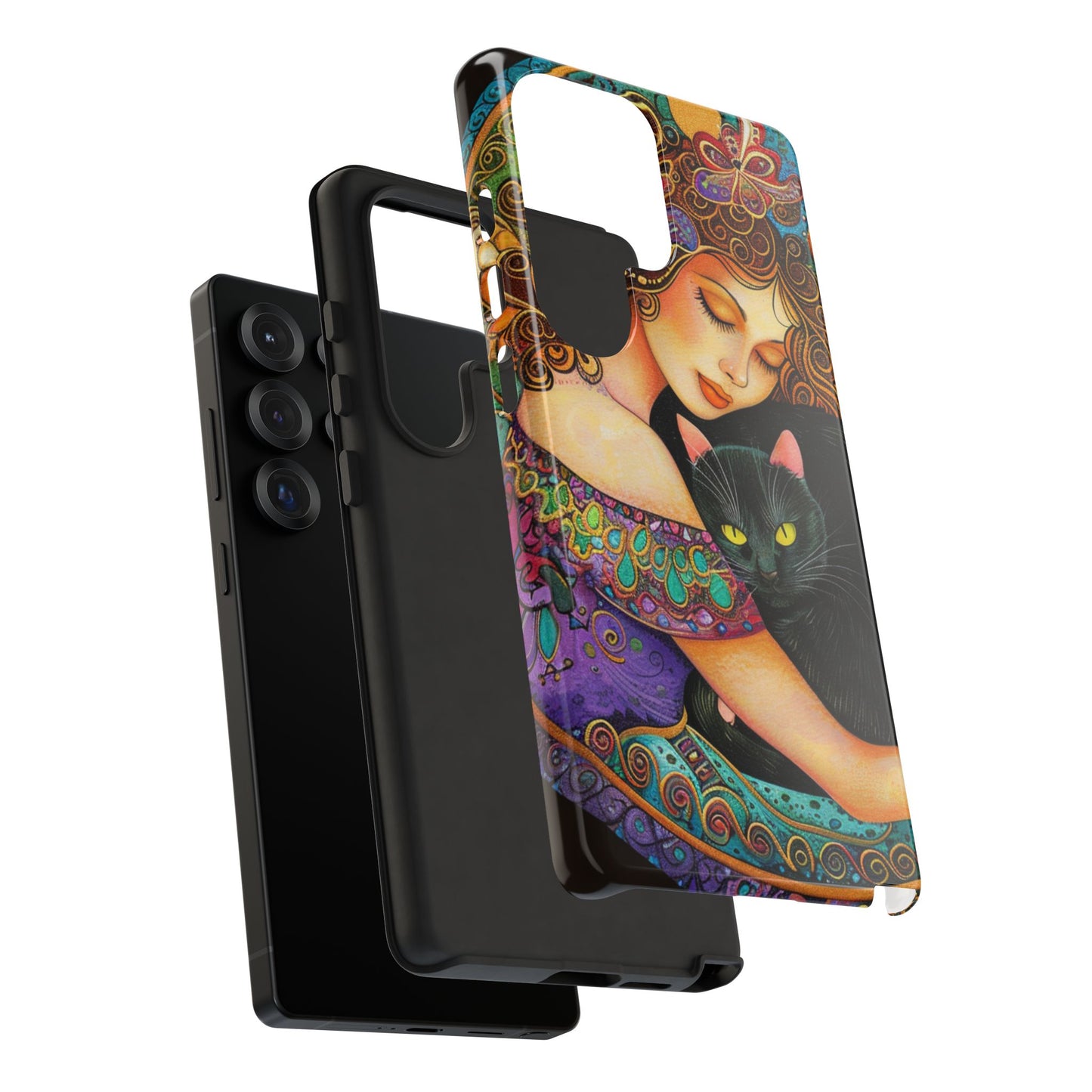 Colorful Cat Art Phone Case, Tough Phone Cover for Cat Lovers, Gift for Pet Owners, Artistic Mobile Case, Cute Cat Design