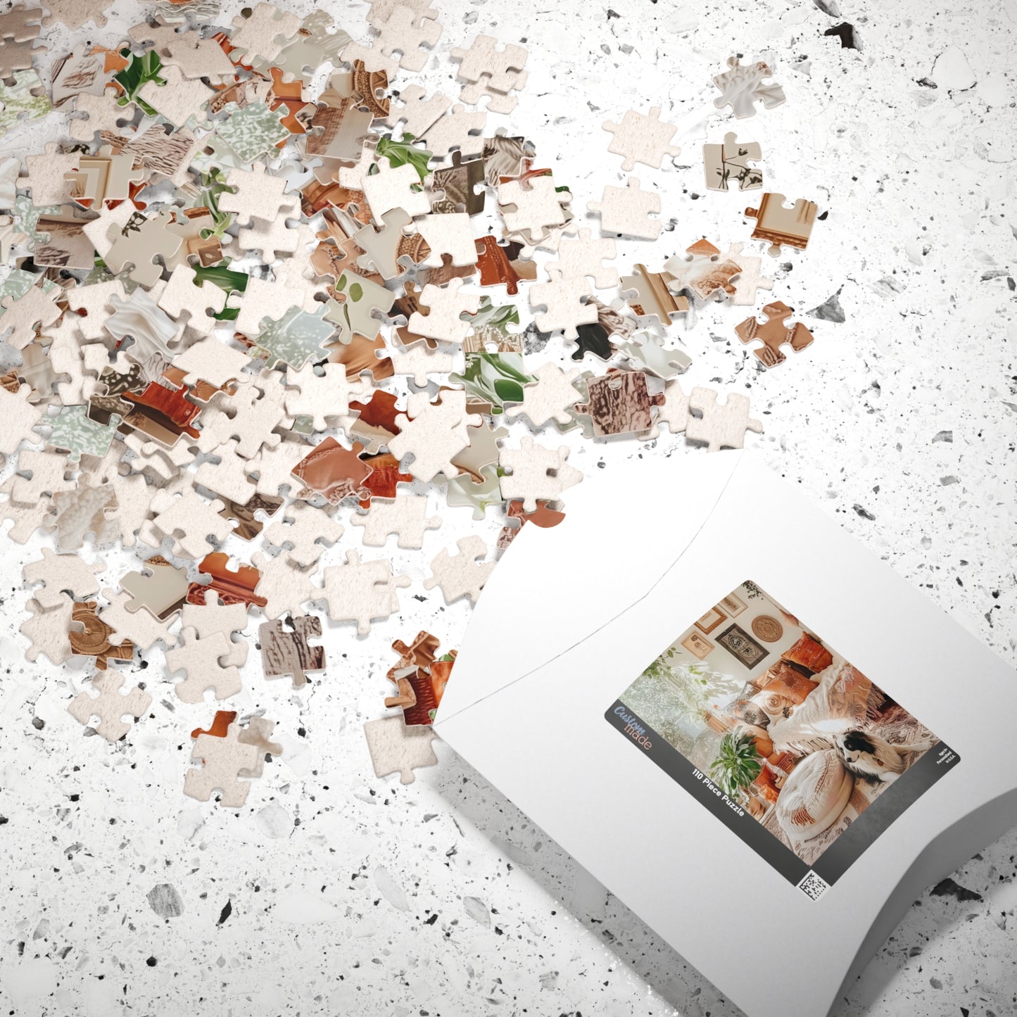 Cozy Boho Living Room Australian Shepherd Puzzle