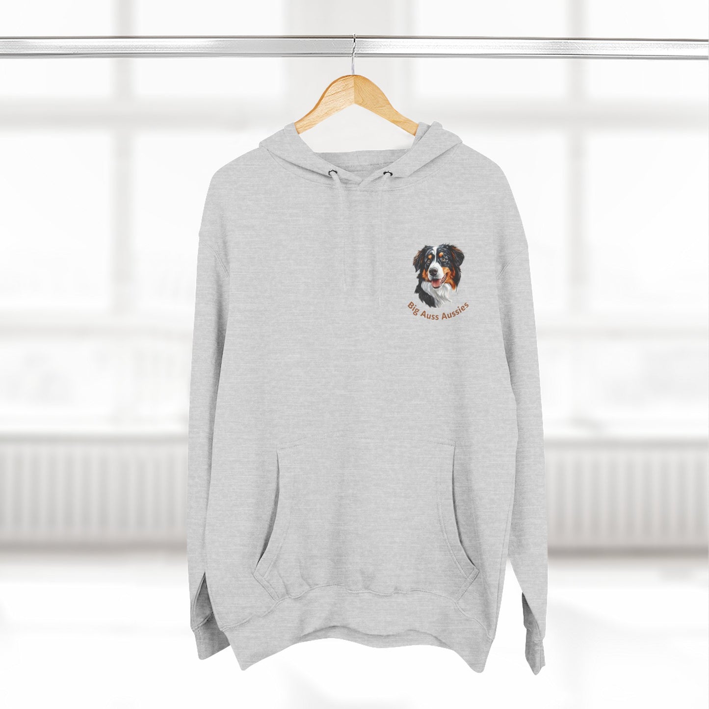 Big Auss Aussie Hoodie - Fleece Hoodie with Tri Color Australian Shepherd Design