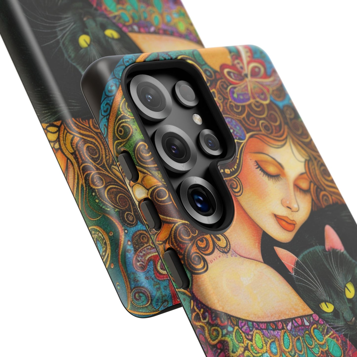 Colorful Cat Art Phone Case, Tough Phone Cover for Cat Lovers, Gift for Pet Owners, Artistic Mobile Case, Cute Cat Design