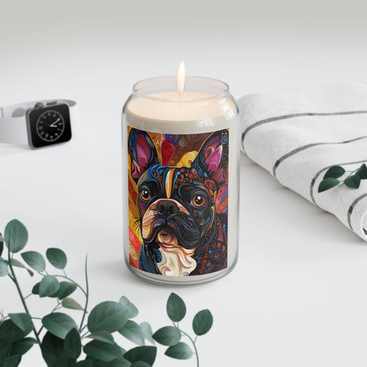 Colorful French Bulldog Art Candle | Soy Candle