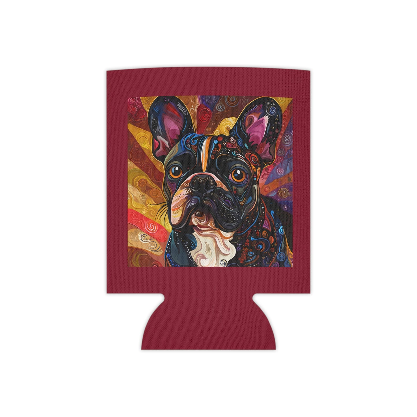 Colorful French Bulldog Can Cooler | Dog Art Beverage Koozie