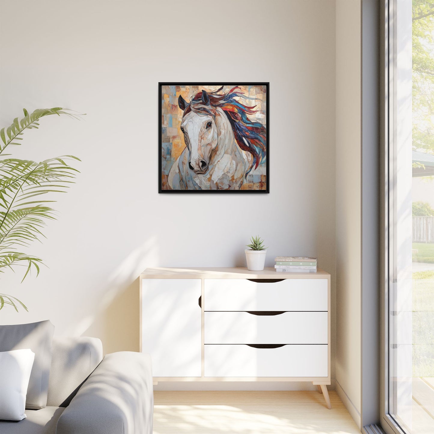 Colorful Mane Horse Matte Canvas Framed | Equine Wall Art
