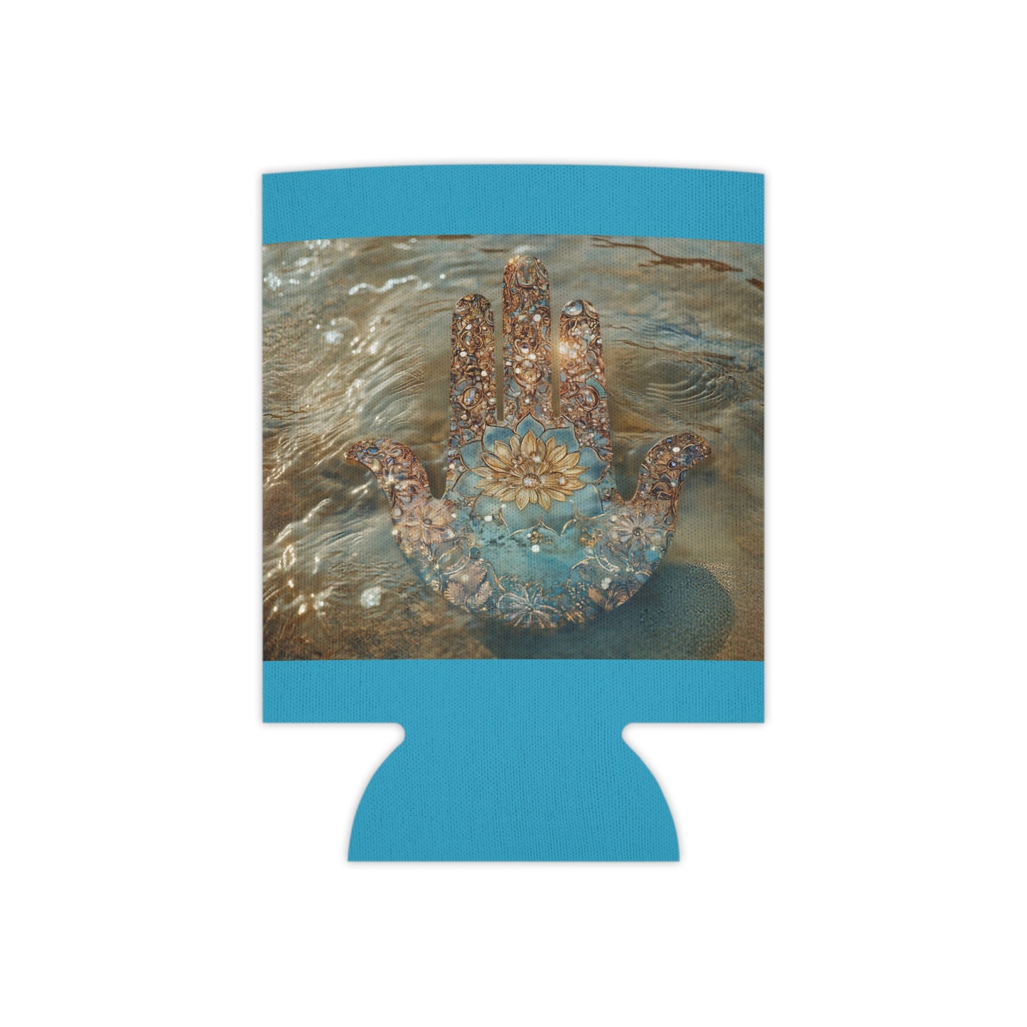 Stylish Hamsa Hand Beach Vibe Can Cooler, Great for Summer Parties, Bohemian Decor, Beach Days, Unique Gift for Friends