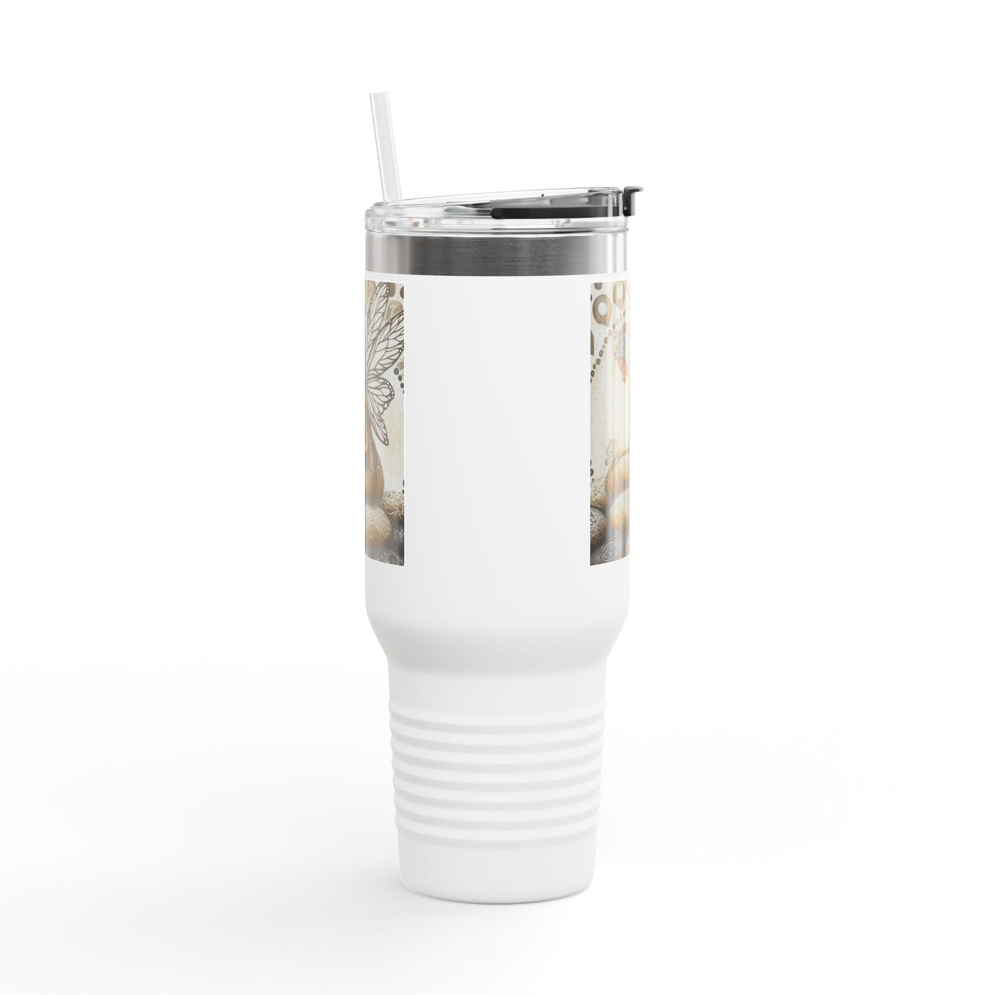 Good Fortune Stone Fairy Travel Mug, 40oz | Insulated Coffee Cup | Gifts for Nature Lovers | Boho Decor | Relaxation Gift