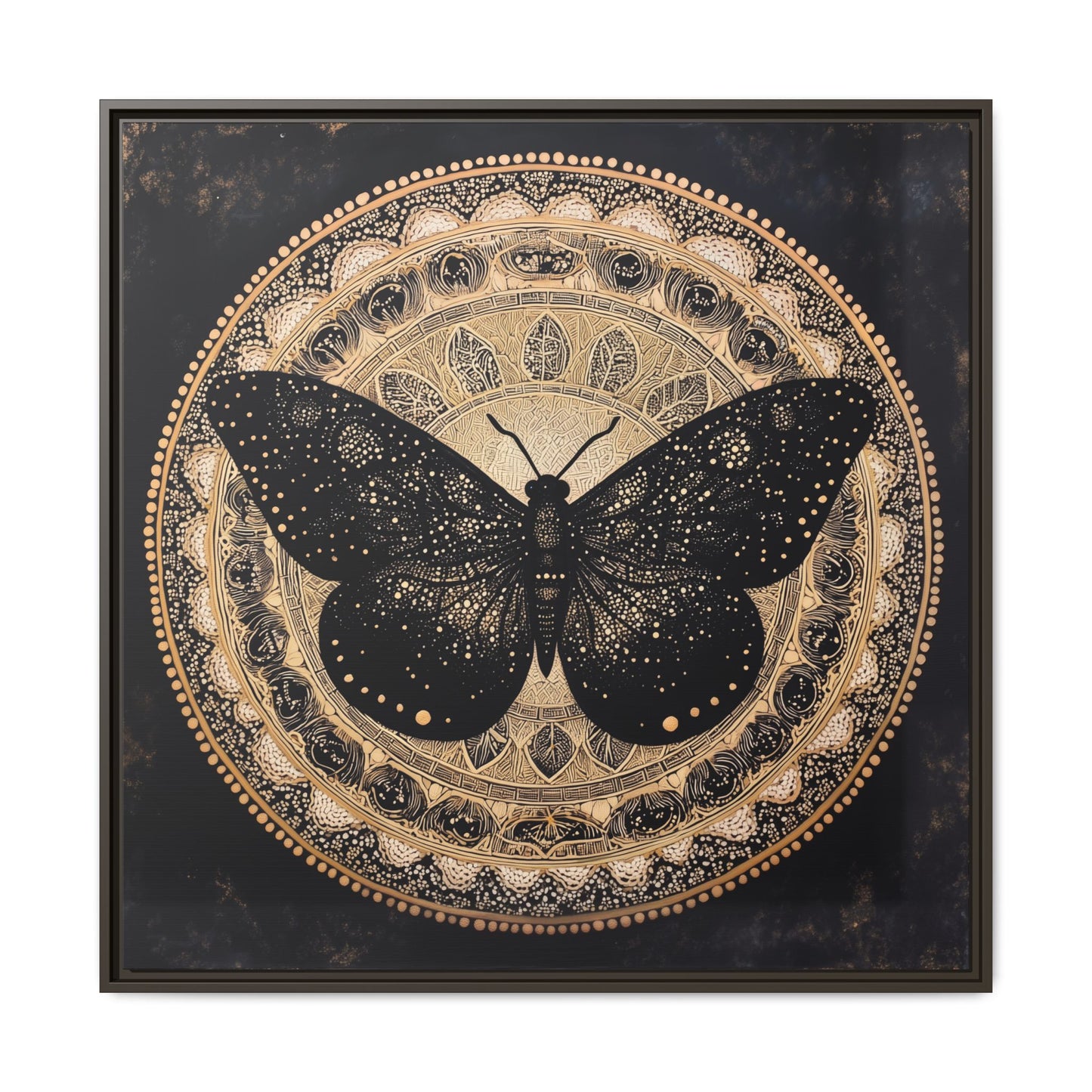 Black Moth Mandala Matte Canvas Framed | Wall Art