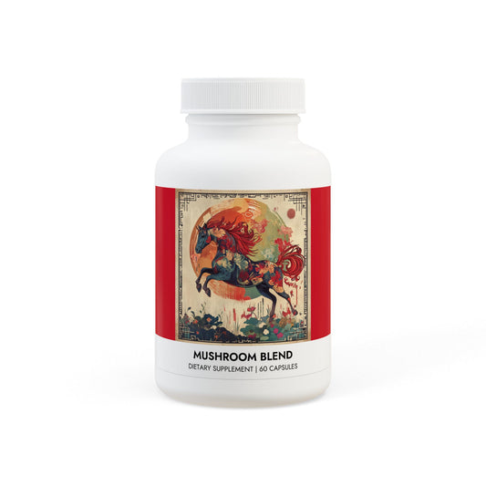 Mushroom Blend Supplement (60 Capsules) Year of The Fire Horse Illustration