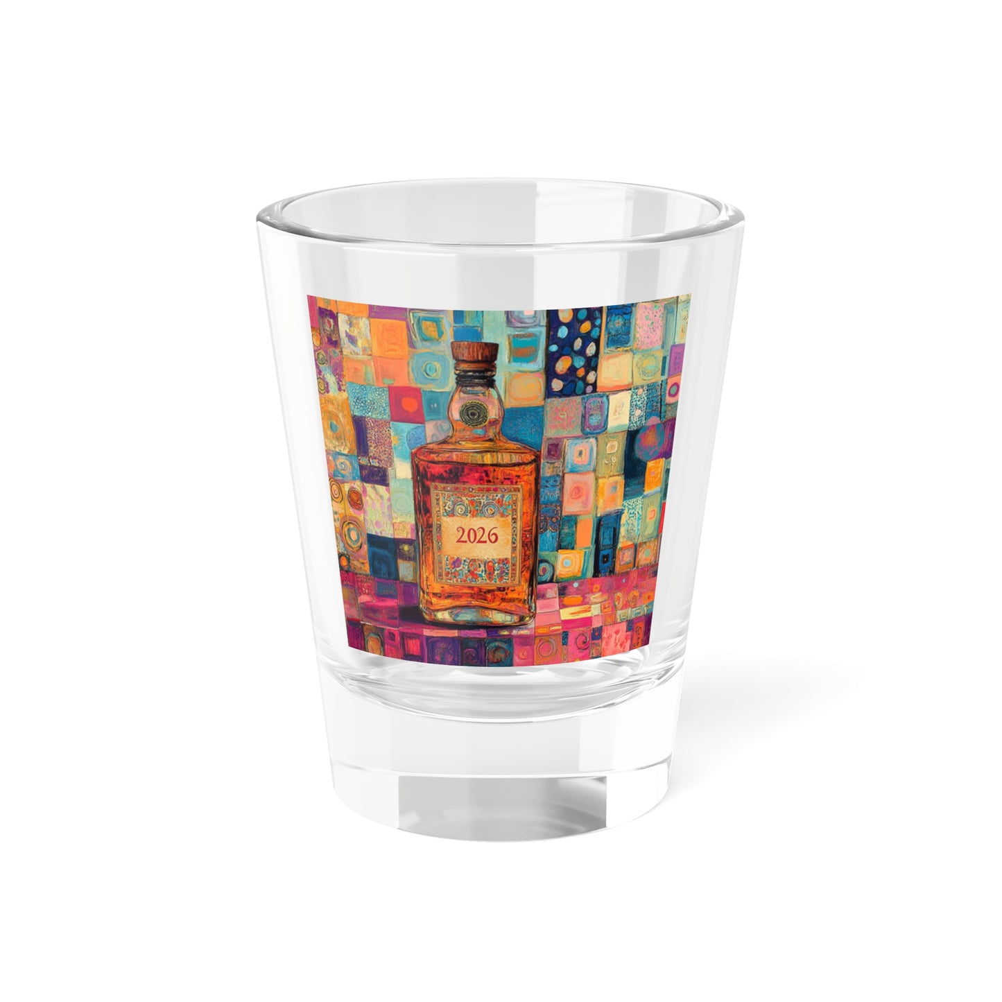 Happy New Year 2026 Tequila Bottle Mosaic Shot Glass | 1.5oz
