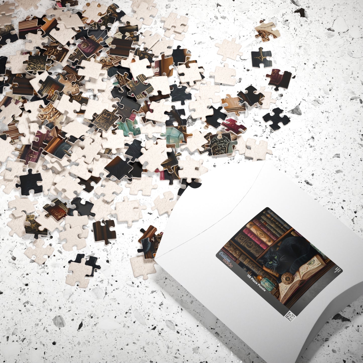 Black Cat on Books Puzzle | Library Cat Jigsaw Puzzle