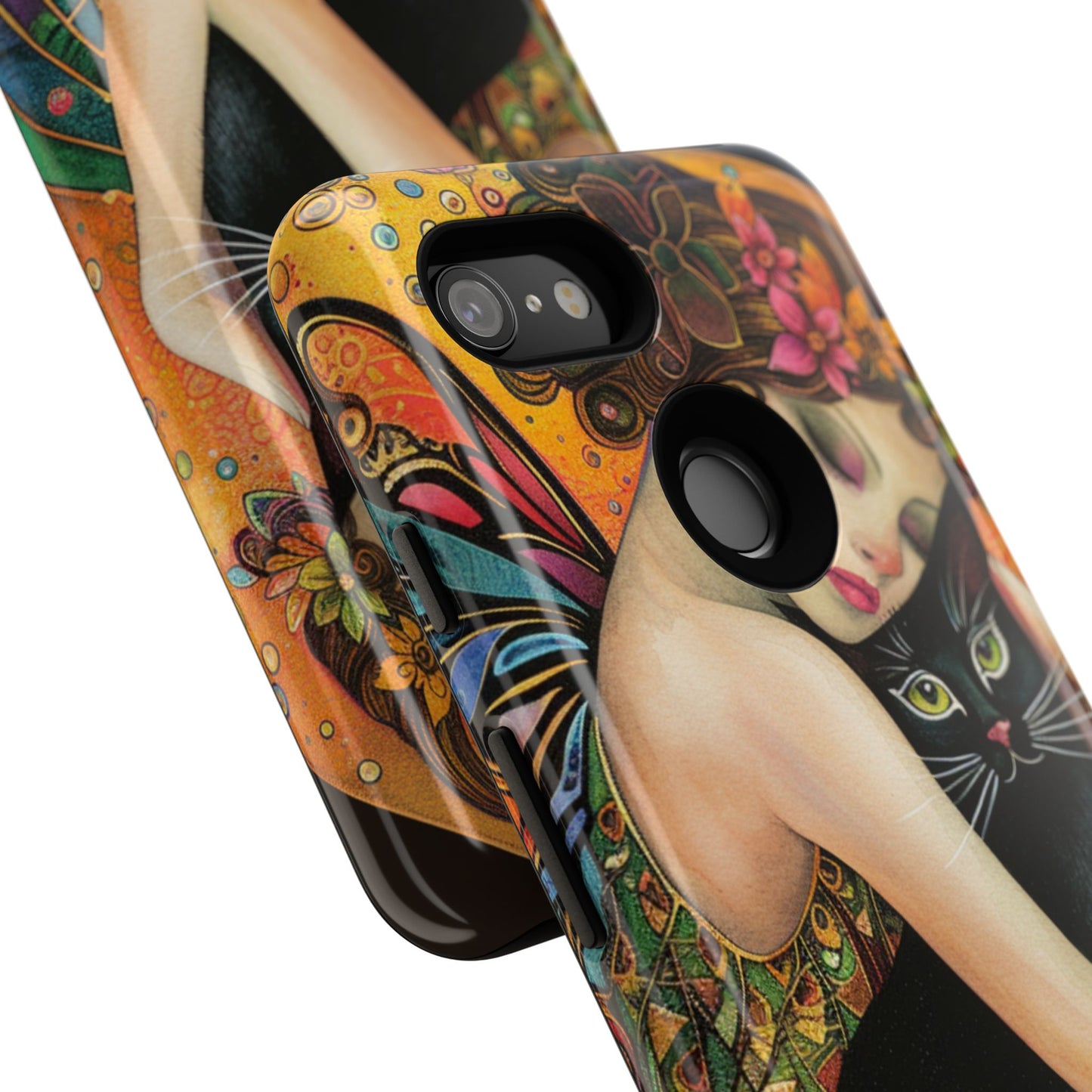 Colorful Art Phone Case with Cat and Fairy Design, Phone Cover Gift for Cat Lovers, Unique Floral Case, Magical Design, Vibrant Phone [...]