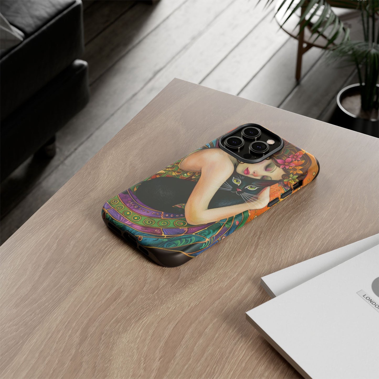 Colorful Art Phone Case with Cat and Fairy Design, Phone Cover Gift for Cat Lovers, Unique Floral Case, Magical Design, Vibrant Phone [...]