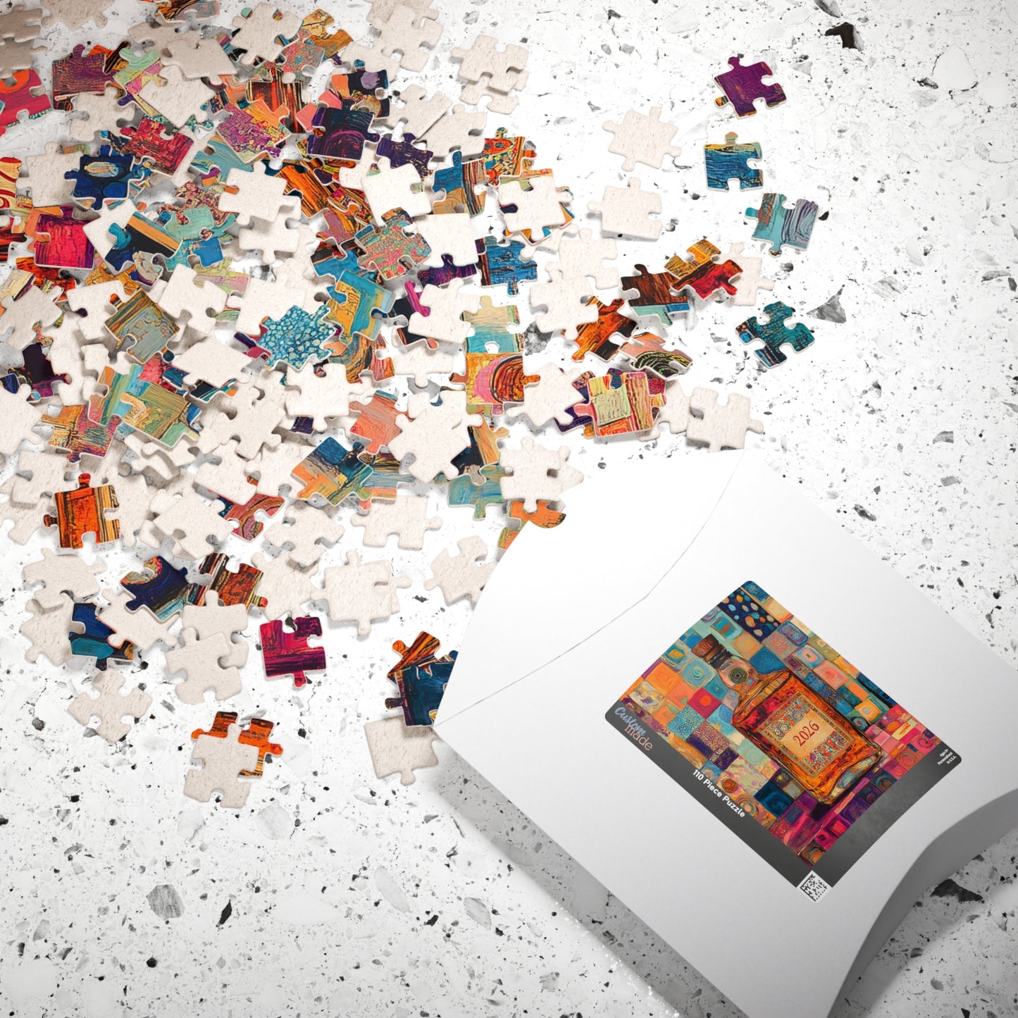 Happy New Year 2026 Tequila Bottle 2026 Puzzle Colorful Abstract Liquor Bottle Artwork