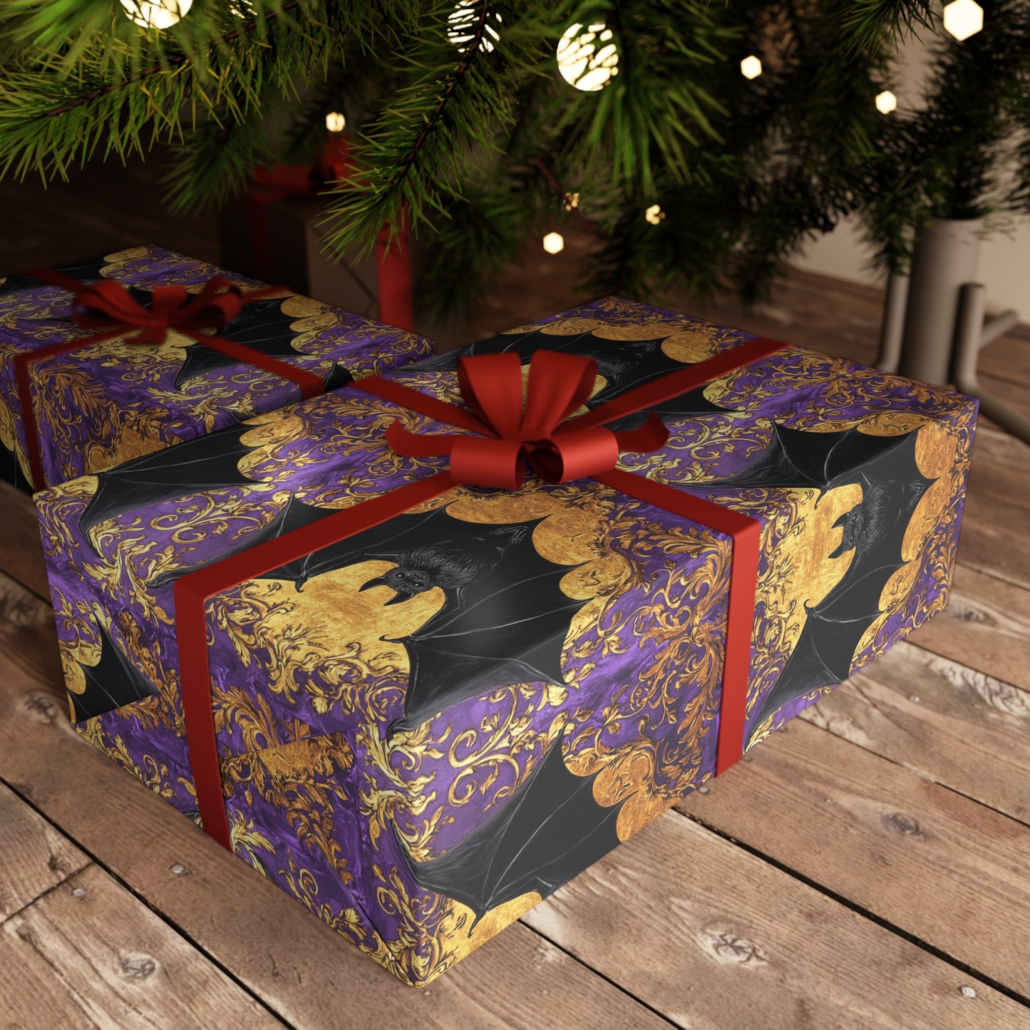 Baroque Bat-Themed Gift Wrapping Paper Sheets, Halloween, Party, Decorative Wrap, Gift Presentation, Unique Gifts