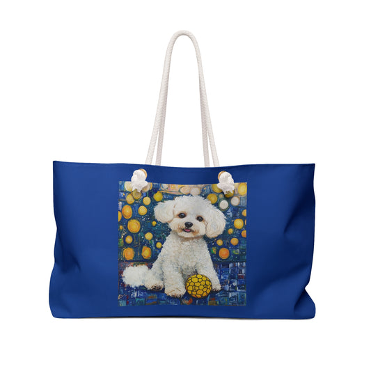 Bichon Frise Pickleball Stylish Weekender Bag Featuring Adorable Dog Design, Dog Lover Gift, Travel Tote, Beach Bag, Pet Parent Accessory