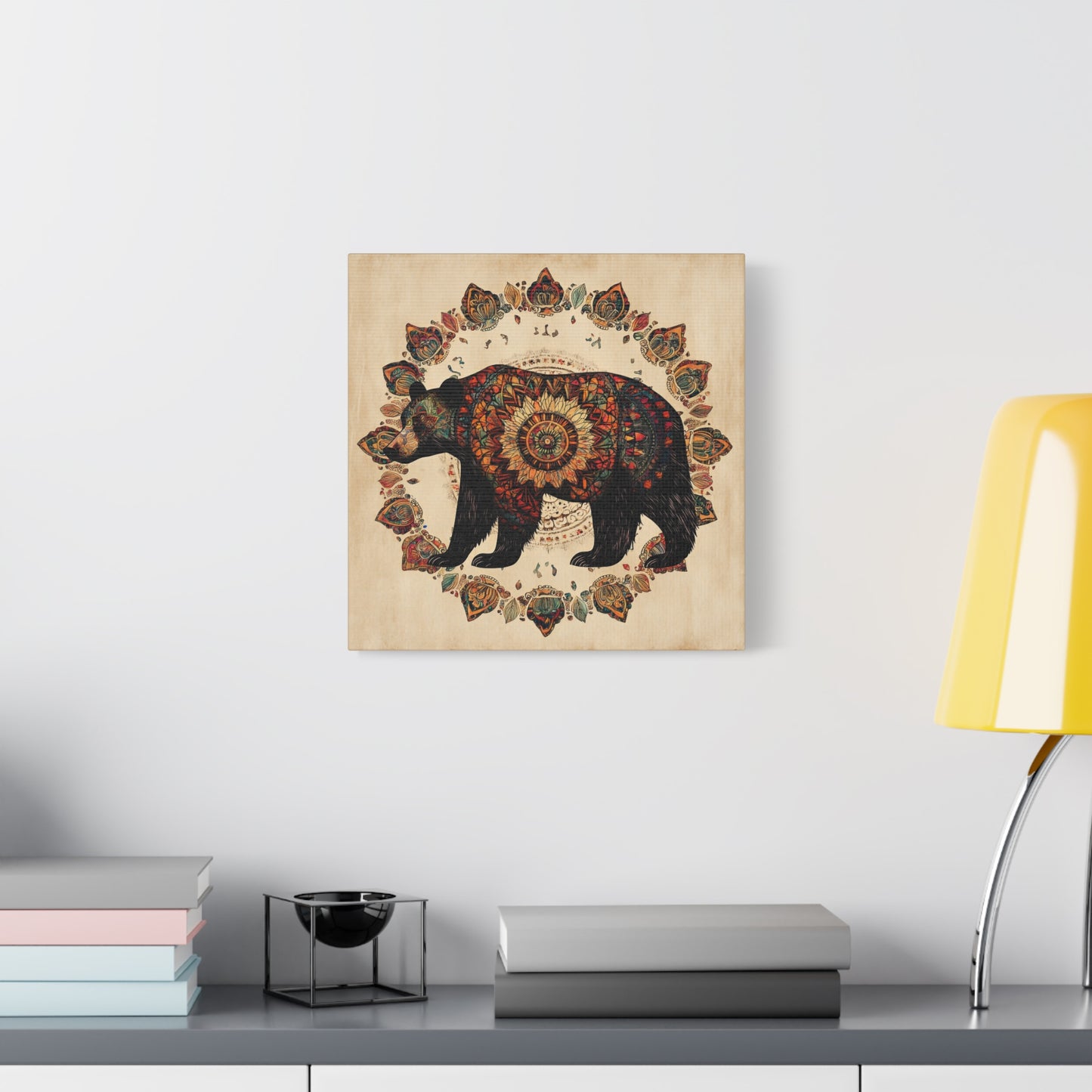 Bohemian Mandala Bear Matte Canvas Wall Art | Stretched Canvas
