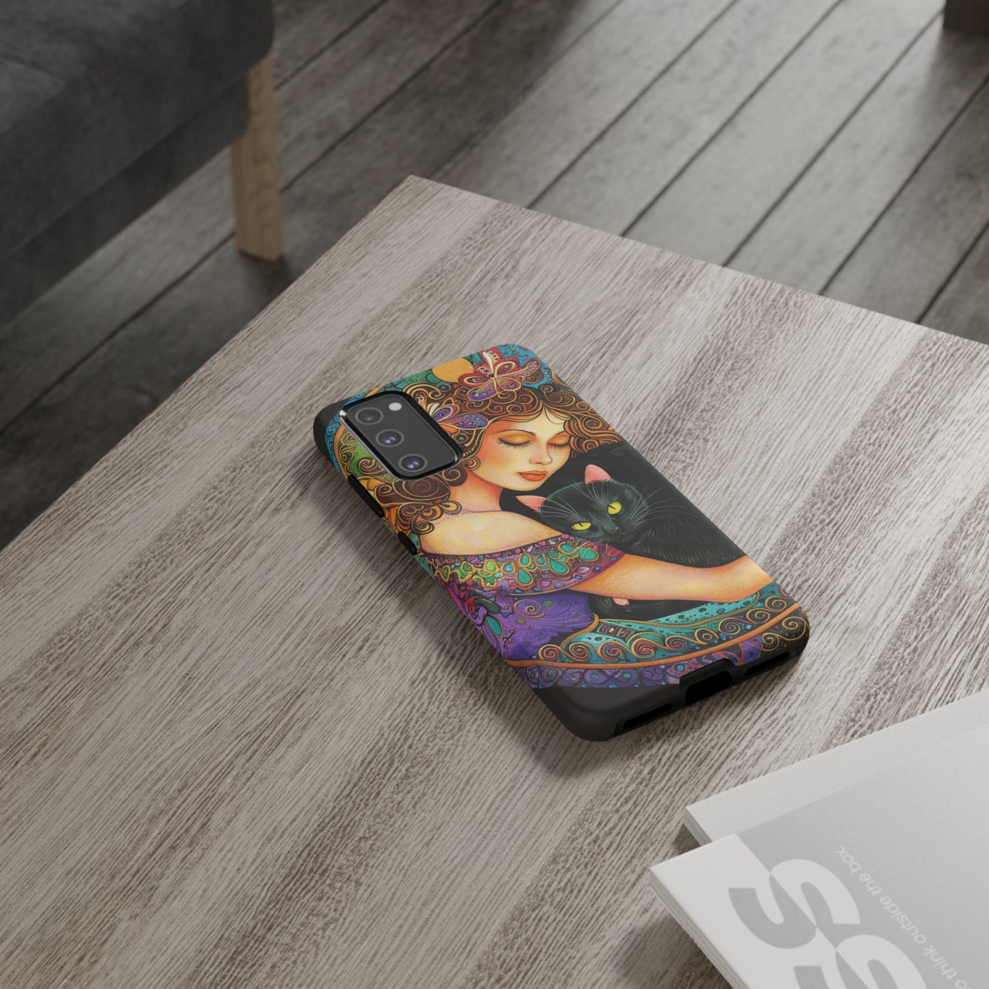 Colorful Cat Art Phone Case, Tough Phone Cover for Cat Lovers, Gift for Pet Owners, Artistic Mobile Case, Cute Cat Design