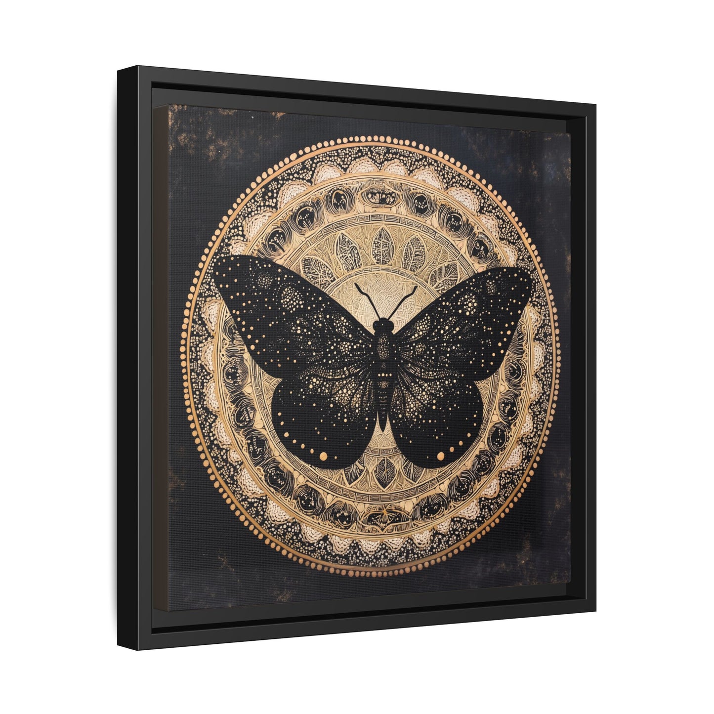 Black Moth Mandala Matte Canvas Framed | Wall Art