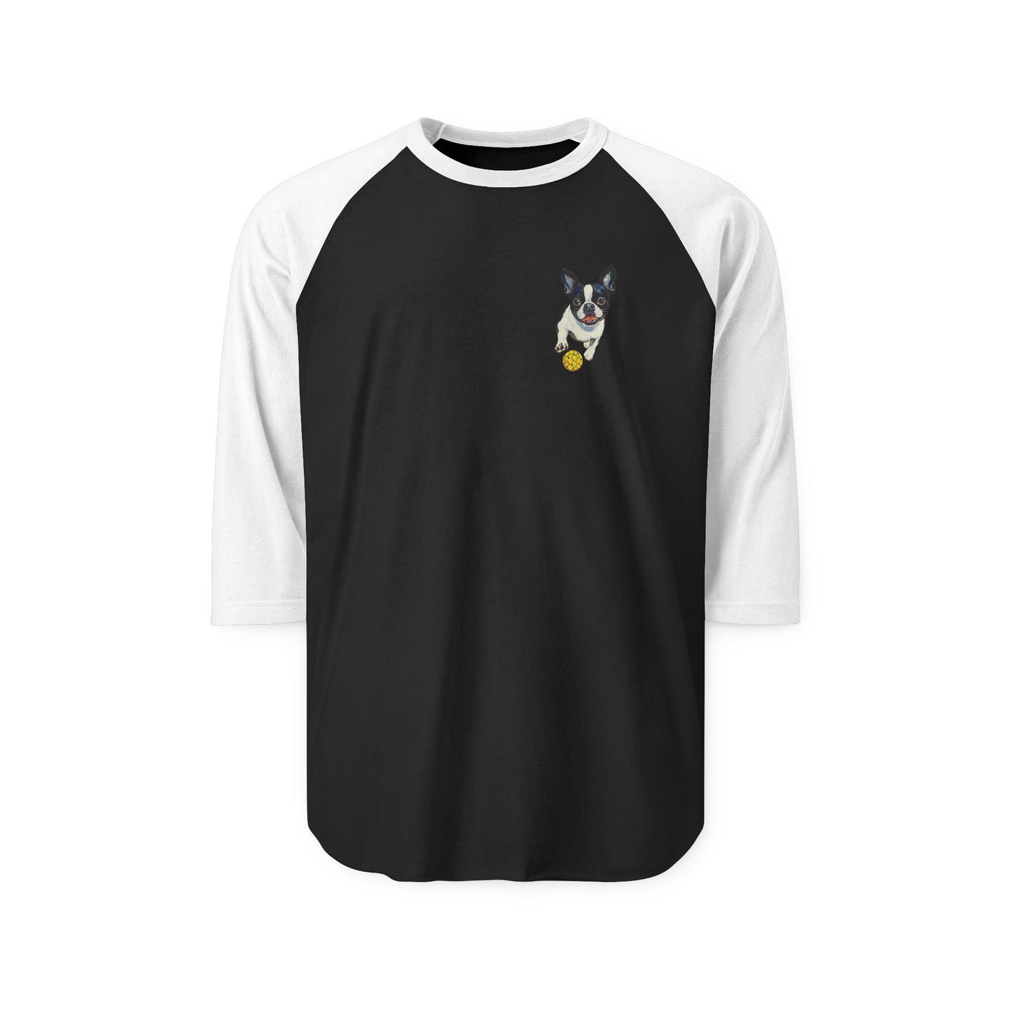 Pickle Ball Boston Terrier Unisex Three-Quarter Sleeve Raglan Shirt