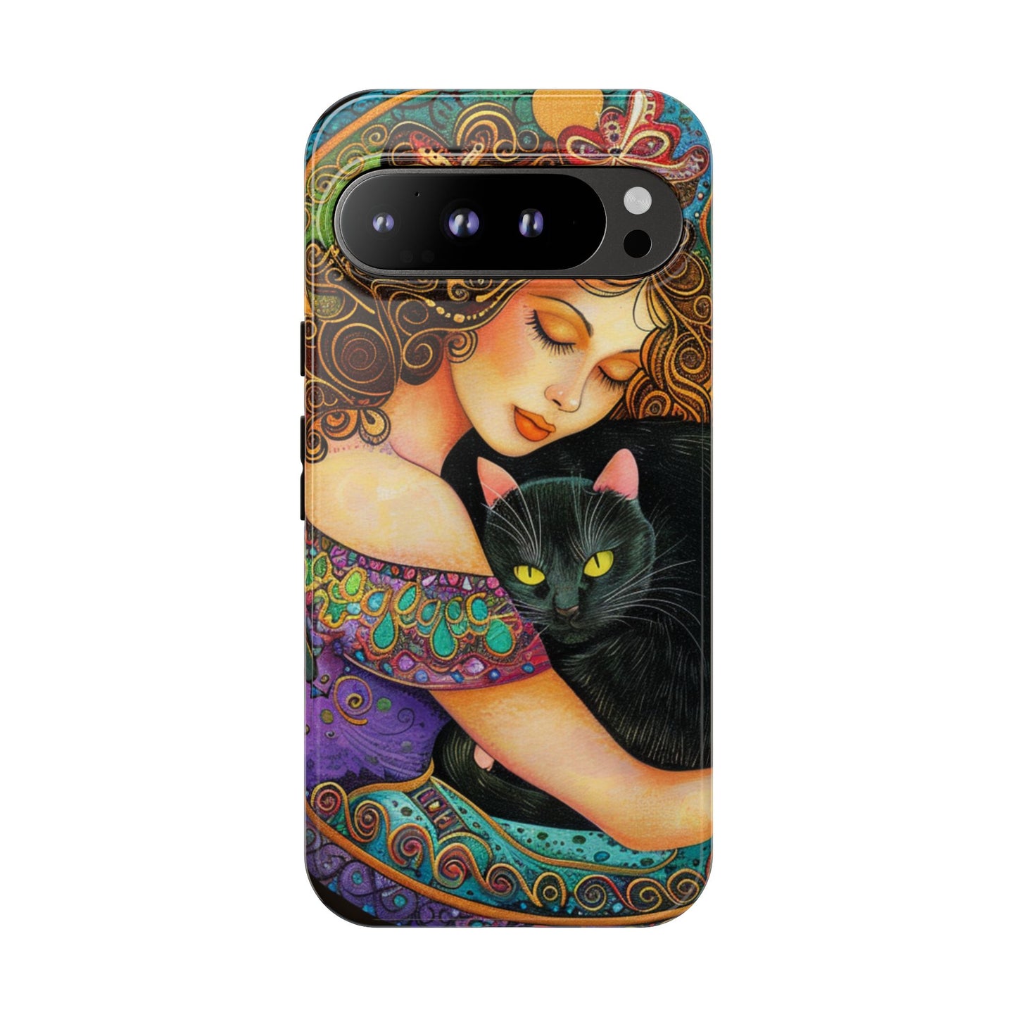Colorful Cat Art Phone Case, Tough Phone Cover for Cat Lovers, Gift for Pet Owners, Artistic Mobile Case, Cute Cat Design