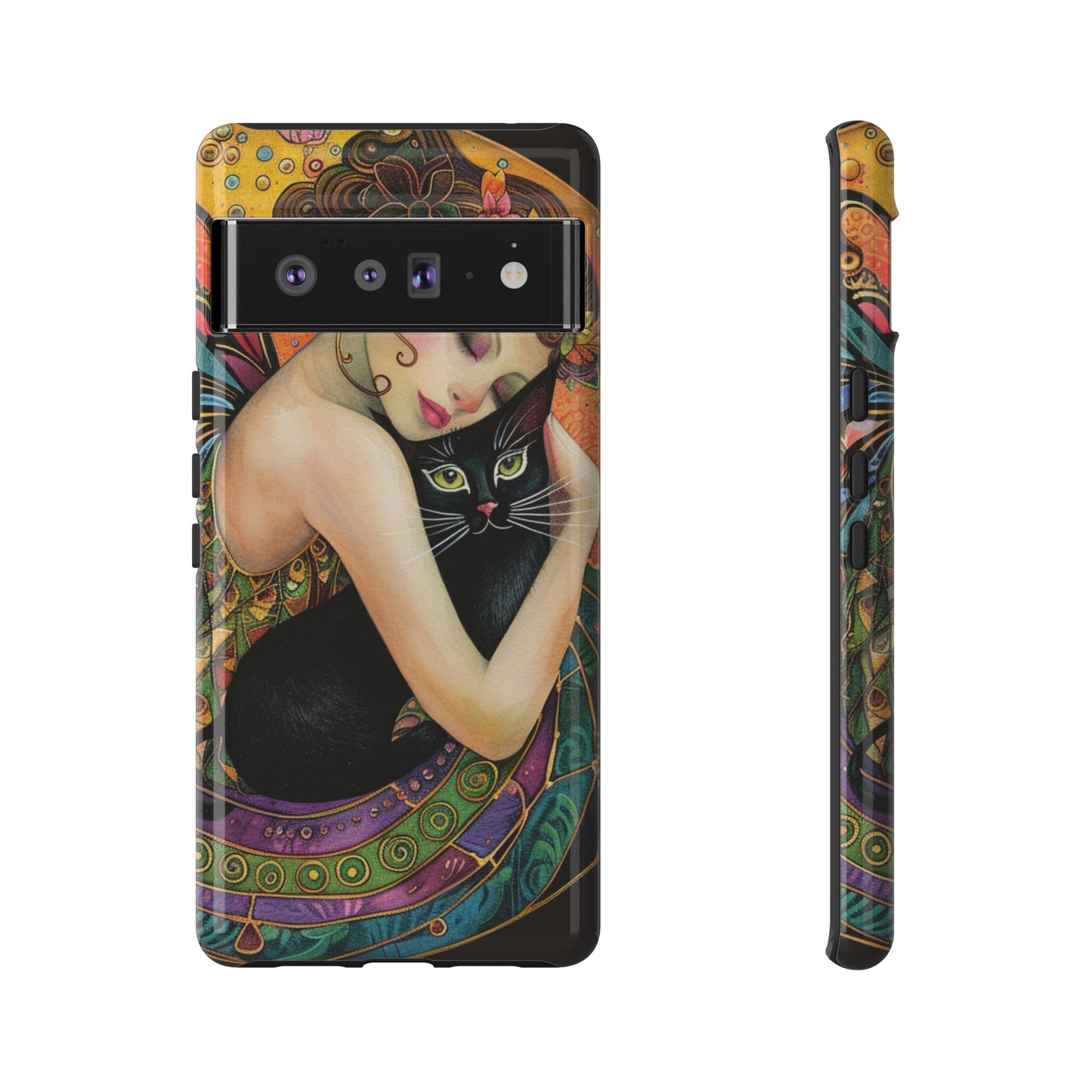 Colorful Art Phone Case with Cat and Fairy Design, Phone Cover Gift for Cat Lovers, Unique Floral Case, Magical Design, Vibrant Phone [...]