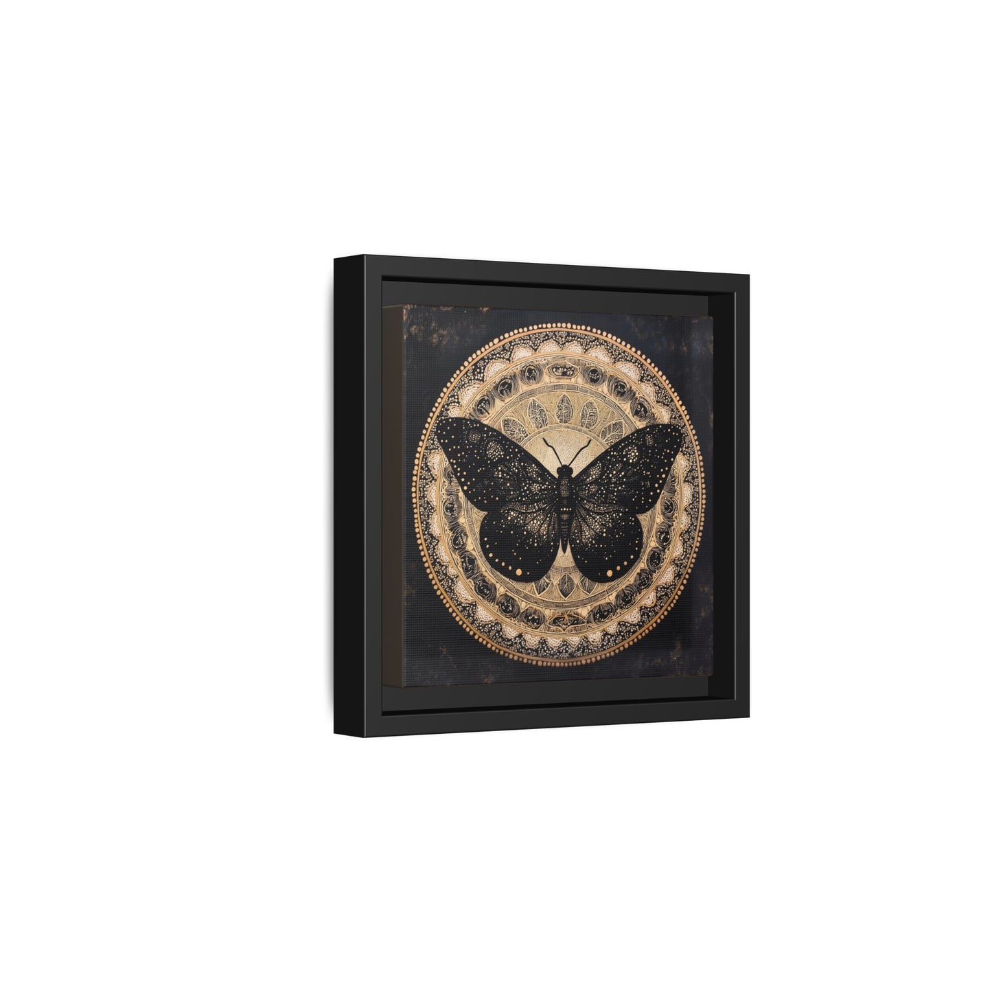 Black Moth Mandala Matte Canvas Framed | Wall Art