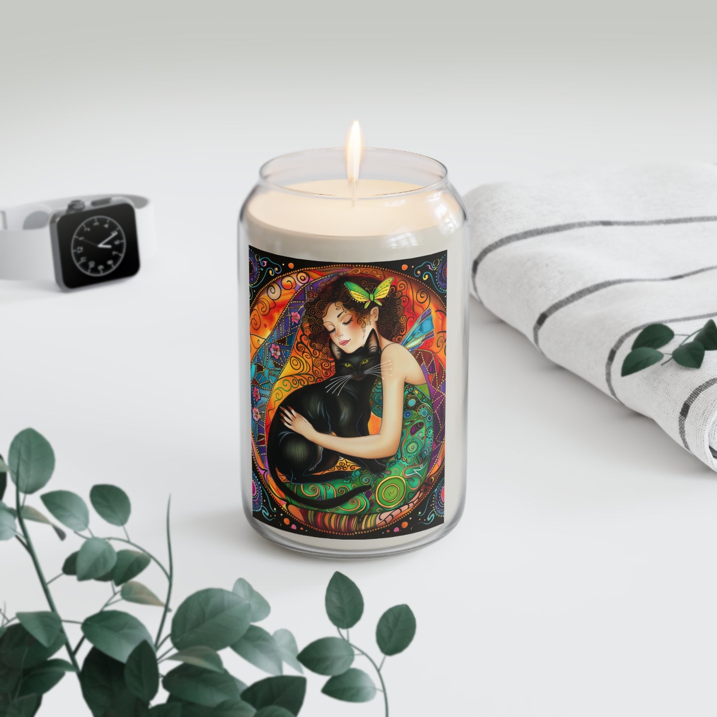 Whimsical Fairy Black Cat Lover Soy Candle