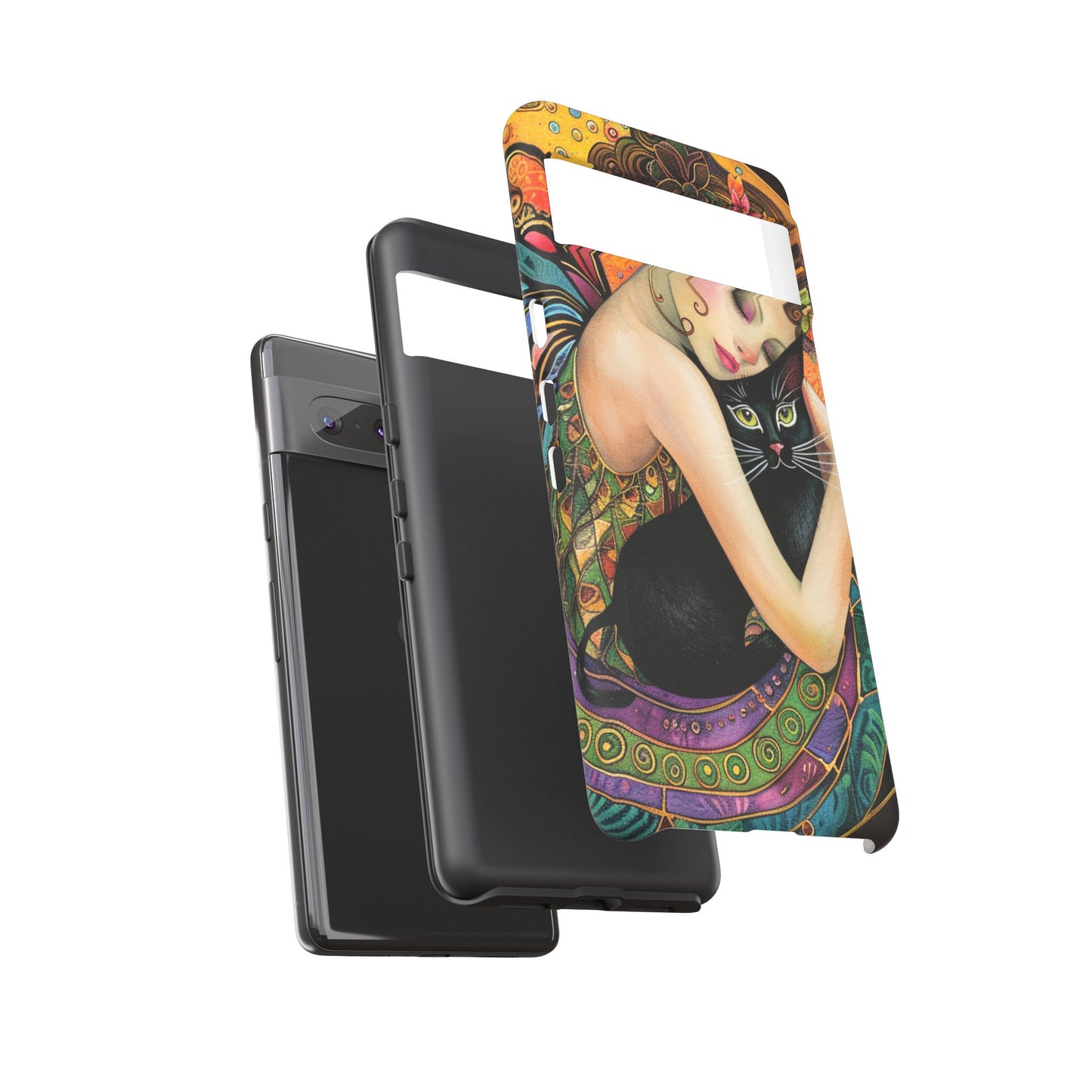 Colorful Art Phone Case with Cat and Fairy Design, Phone Cover Gift for Cat Lovers, Unique Floral Case, Magical Design, Vibrant Phone [...]