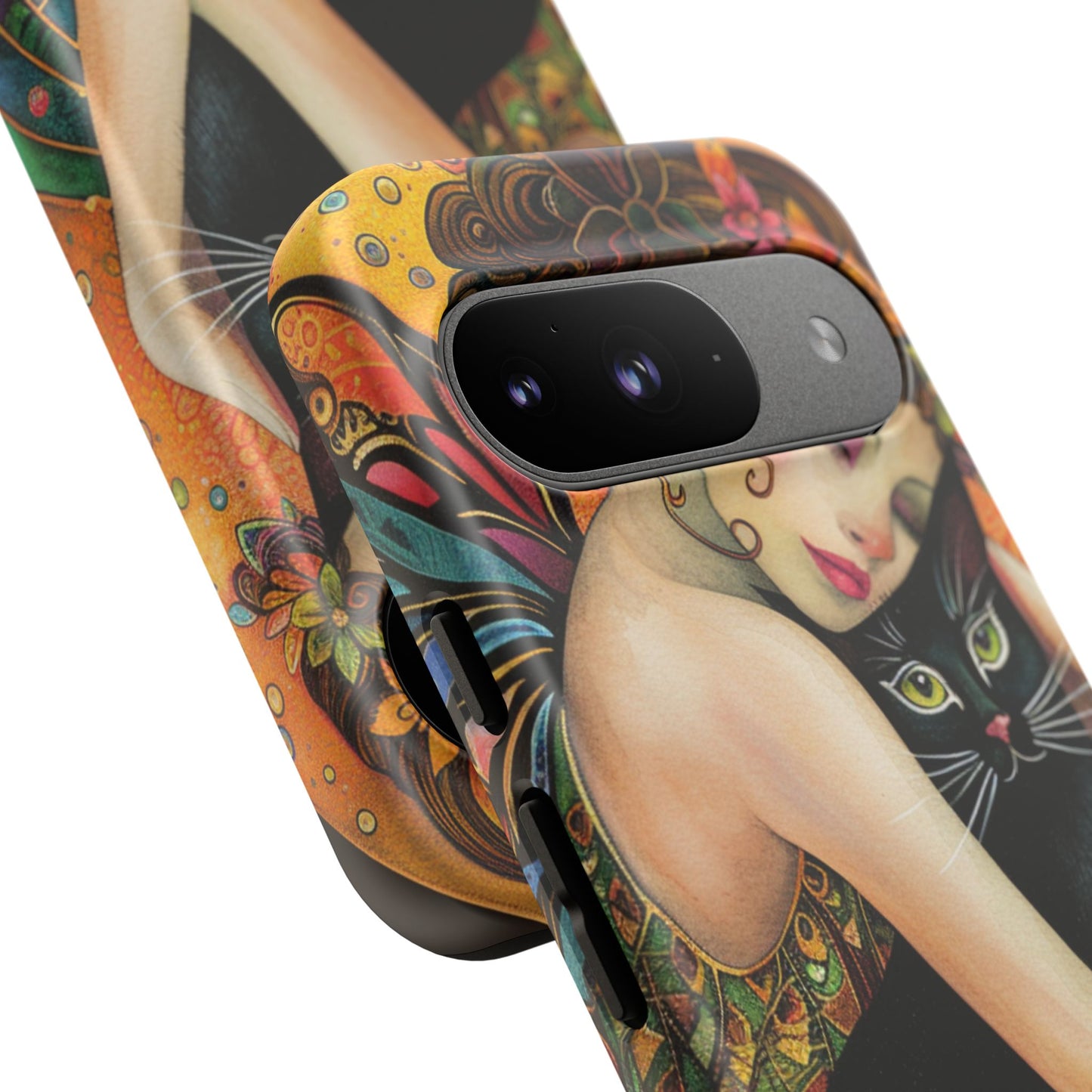 Colorful Art Phone Case with Cat and Fairy Design, Phone Cover Gift for Cat Lovers, Unique Floral Case, Magical Design, Vibrant Phone [...]