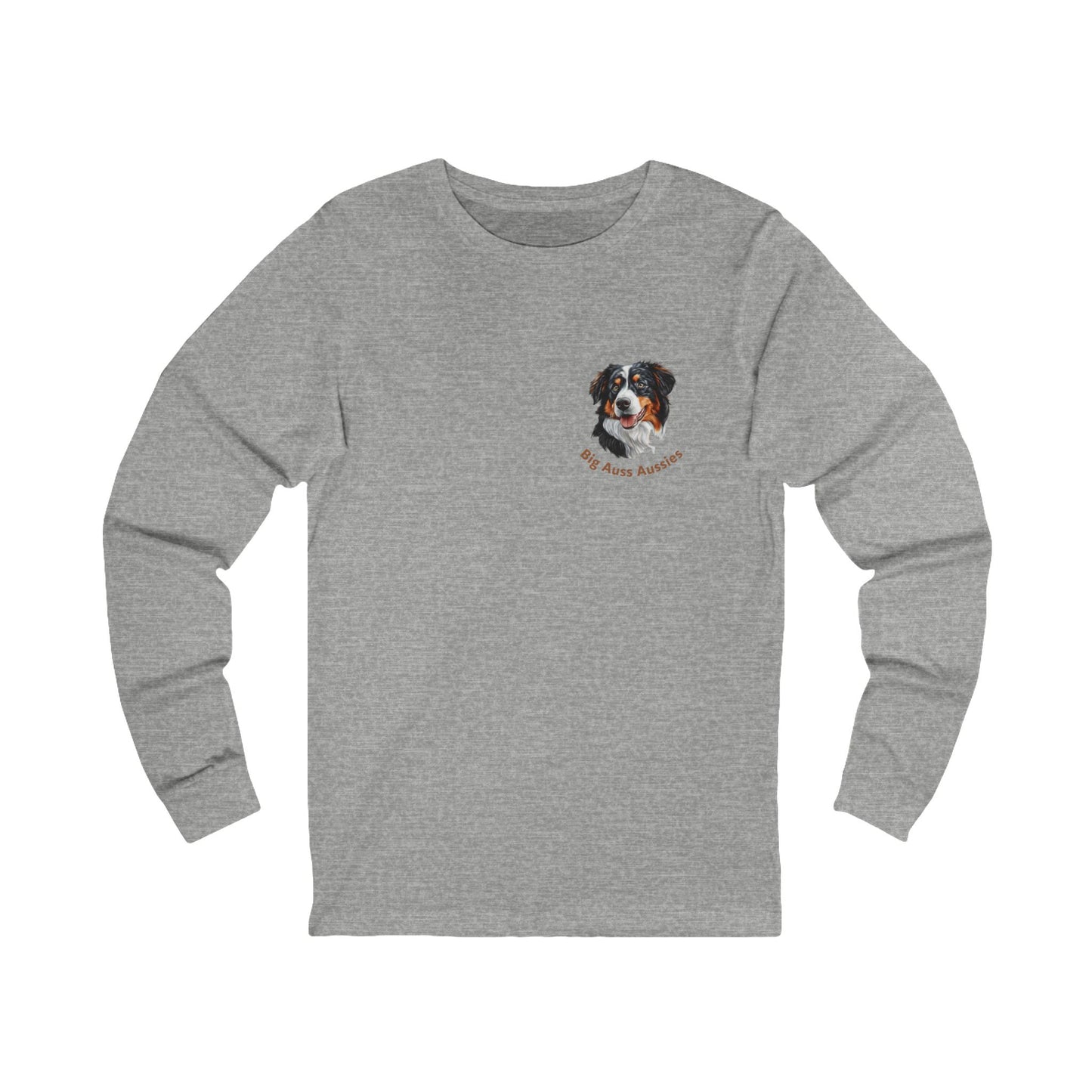 Big Auss Aussie Long Sleeve Tee, Unisex Jersey T-Shirt Tri Color Australian Shepherd