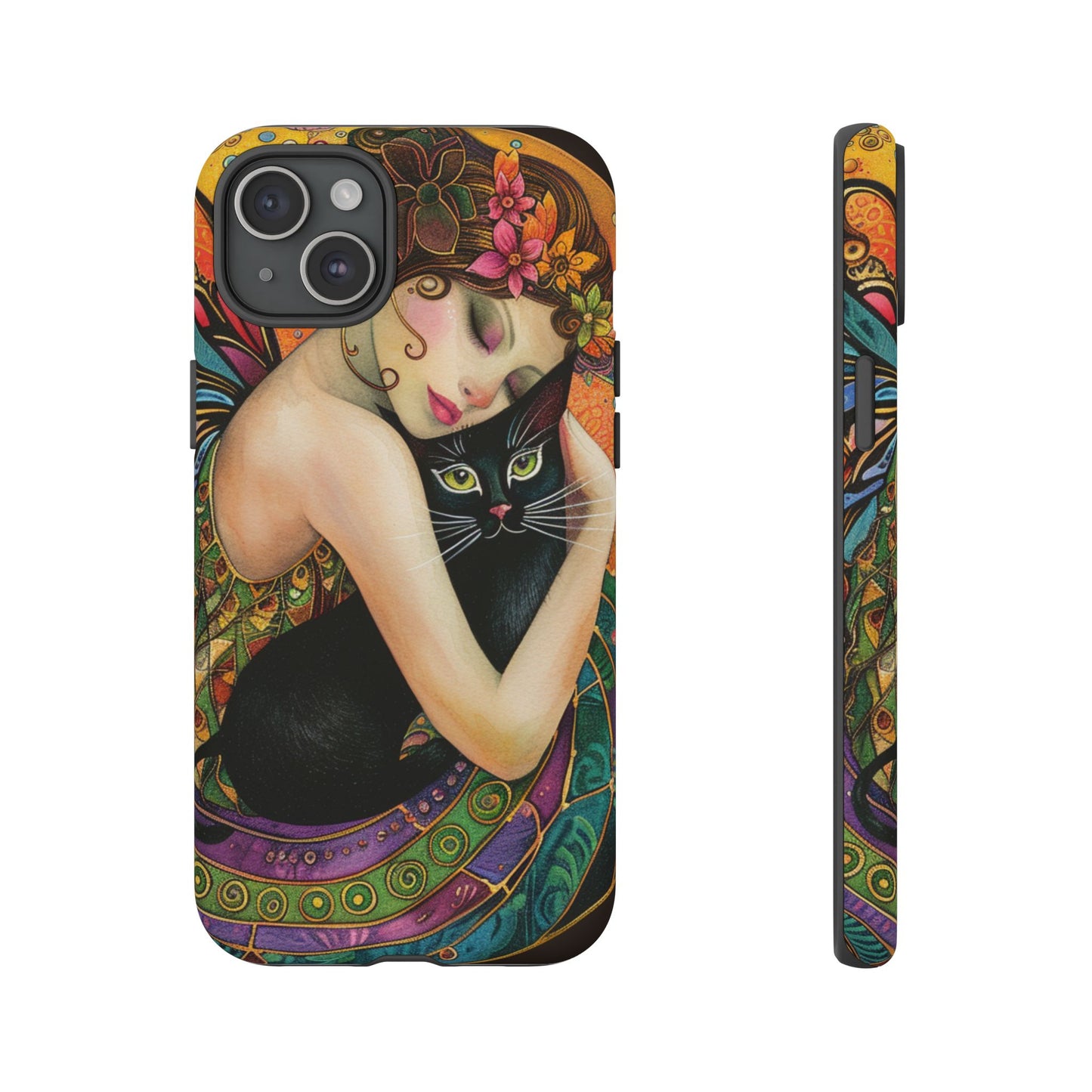 Colorful Art Phone Case with Cat and Fairy Design, Phone Cover Gift for Cat Lovers, Unique Floral Case, Magical Design, Vibrant Phone [...]