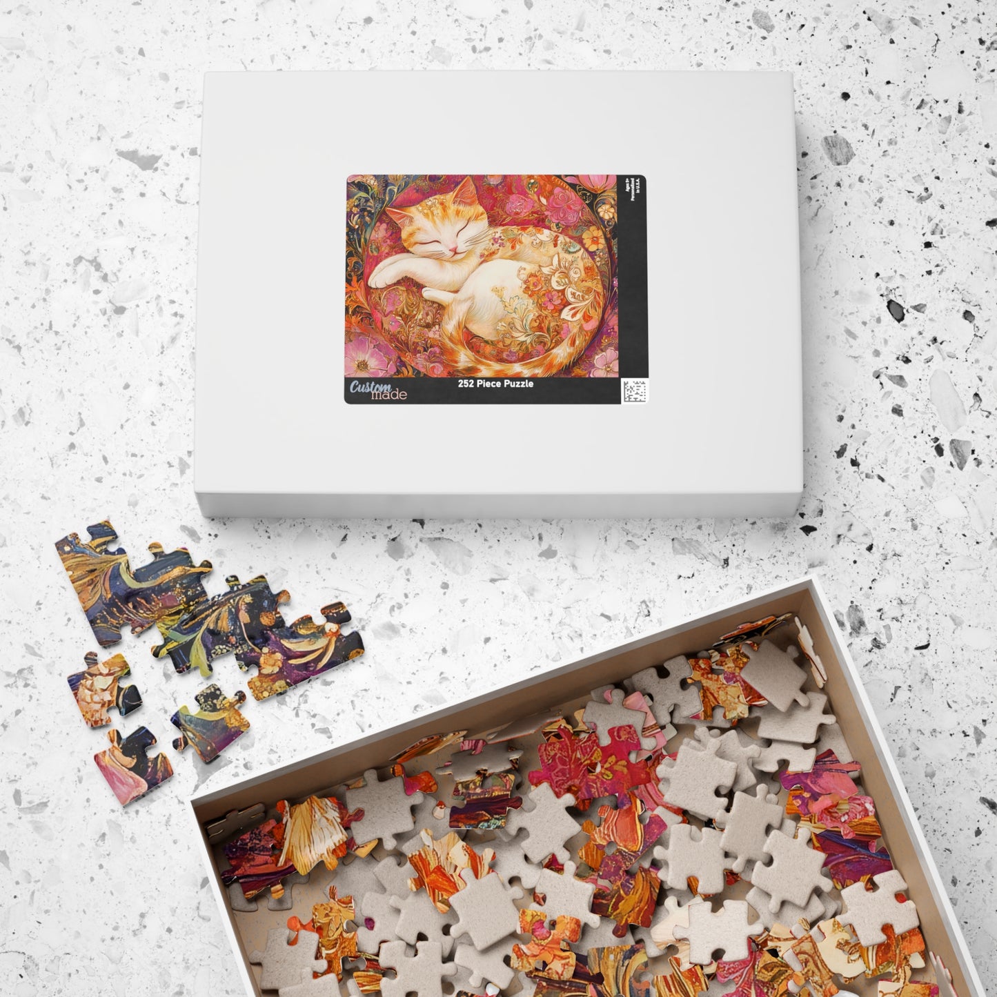 Art Nouveau Sleeping Floral Cat Puzzle | 252-1014 Piece Jigsaw