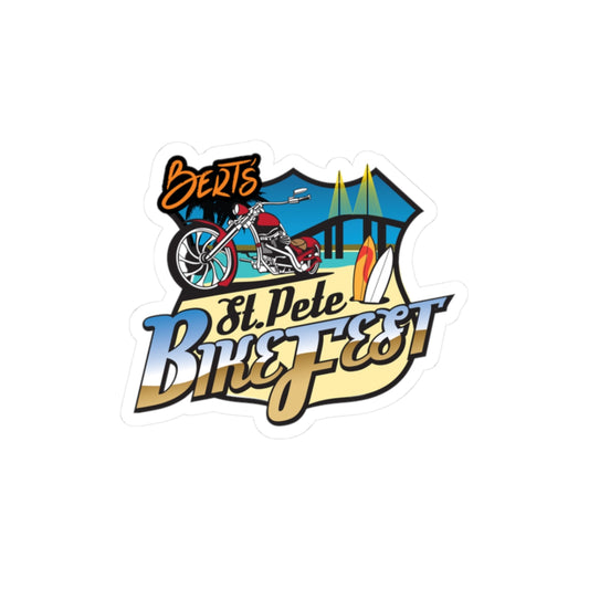 St Pete Bike Fest Biker Lifestyle Kiss-Cut Stickers - Motorcycle, Surfing, Travel Decor, Gifts for Riders, Personalized Laptop Accessories