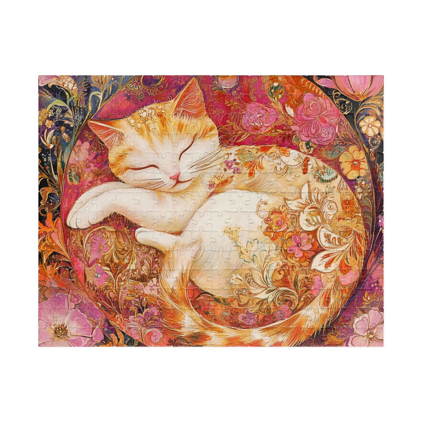 Art Nouveau Sleeping Floral Cat Puzzle | 252-1014 Piece Jigsaw