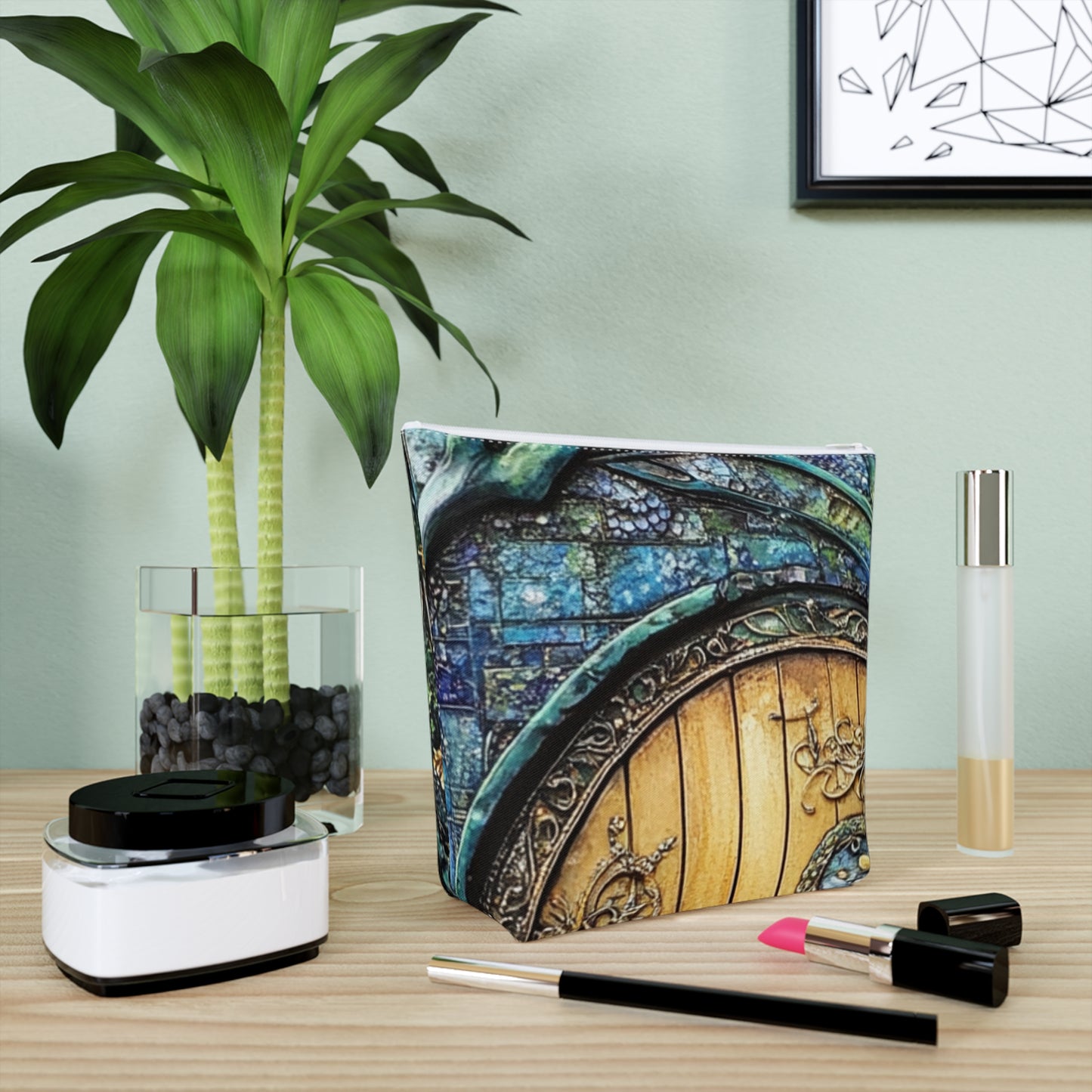 Fairy Door Mystical Floral Cosmetic Bag | Travel Pouch, Makeup Organizer, Gift for Her, Boho Style, Unique Design