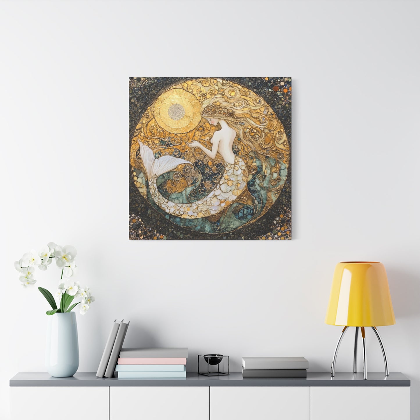 Elegant Mermaid Wall Art - Stretched Matte Canvas, Nautical Decor, Ocean Lover Gift, Home Decoration, Unique Mermaid Artwork