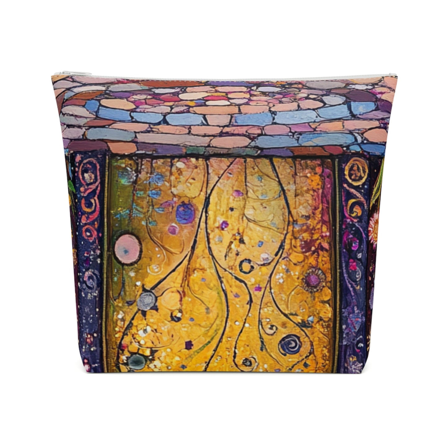 Fairy Door Artistic Cotton Cosmetic Bag, Makeup Organizer, Travel Pouch, Gift for Her, Boho Style Accessories