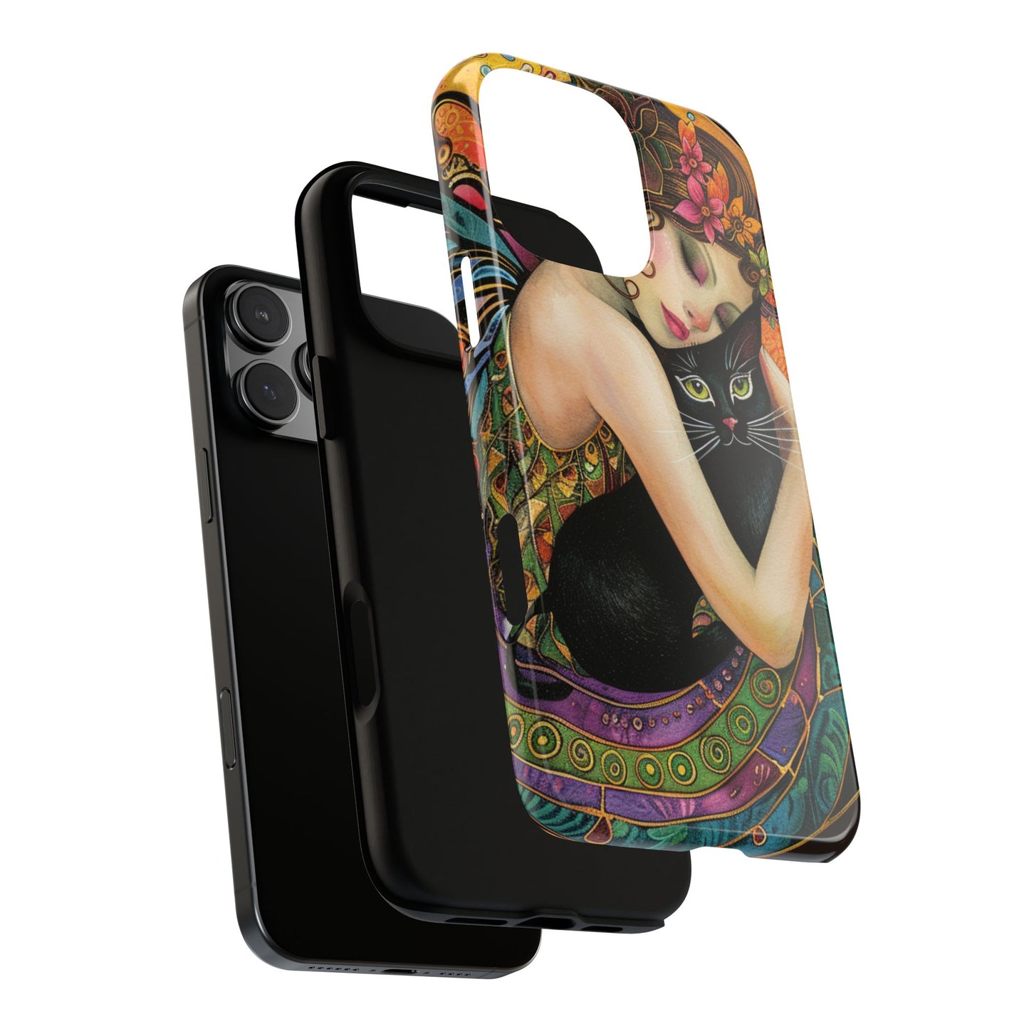 Colorful Art Phone Case with Cat and Fairy Design, Phone Cover Gift for Cat Lovers, Unique Floral Case, Magical Design, Vibrant Phone [...]