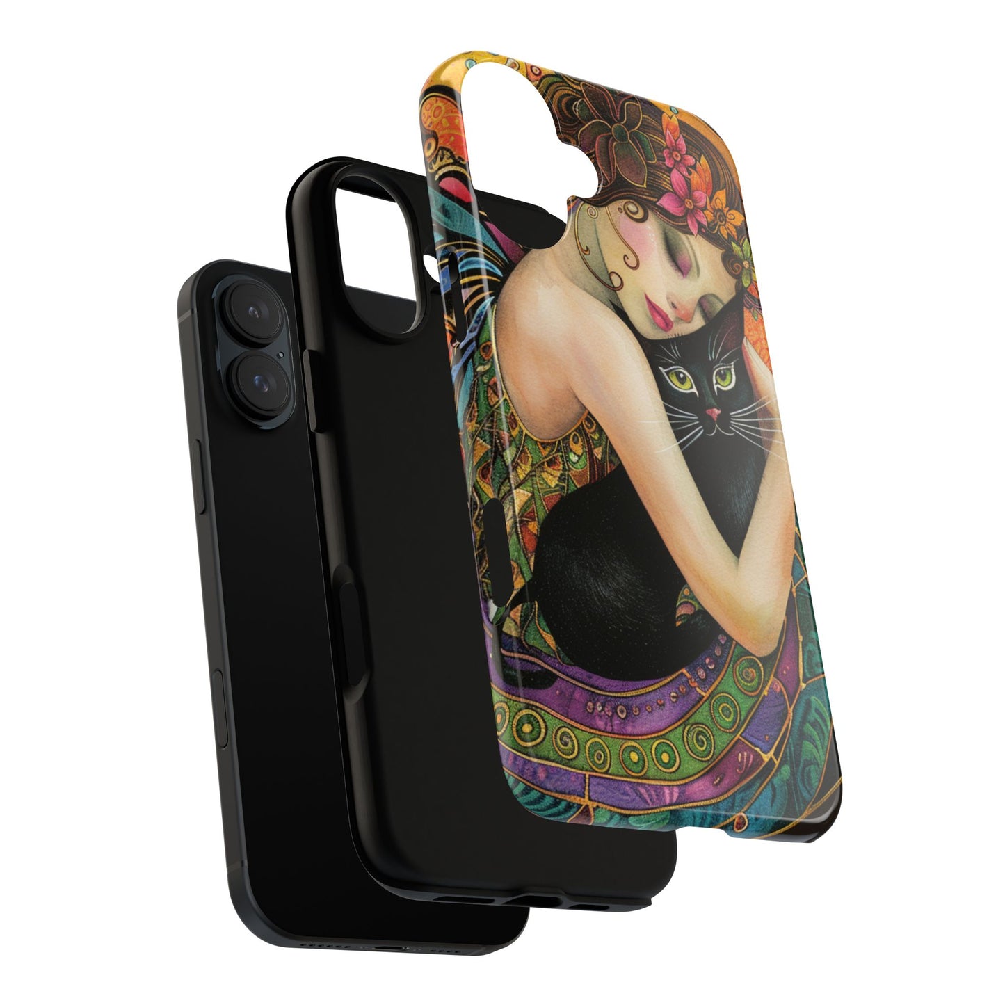 Colorful Art Phone Case with Cat and Fairy Design, Phone Cover Gift for Cat Lovers, Unique Floral Case, Magical Design, Vibrant Phone [...]