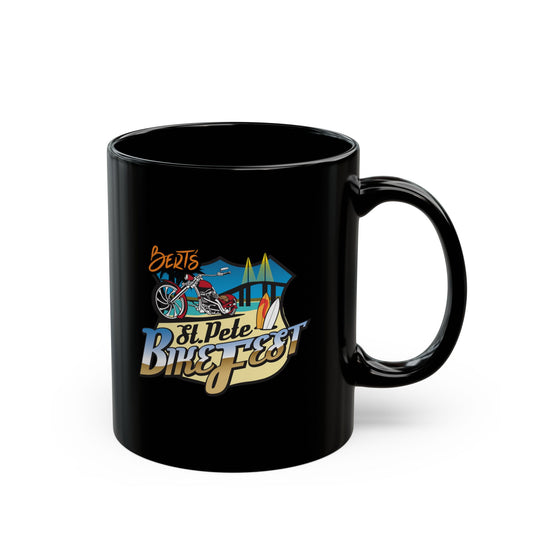 St Pete FL Bike Fest Black Mug with Beach Fiesta Design - Perfect for Coffee Lovers, Gift, Home Decor, Summer Vibes, and Celebrations