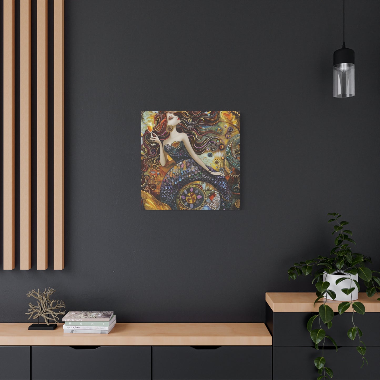 Mermaid Art Canvas, Relaxing Home Decor, Whimsical Wall Art, Unique Gift, Fantasy Artwork