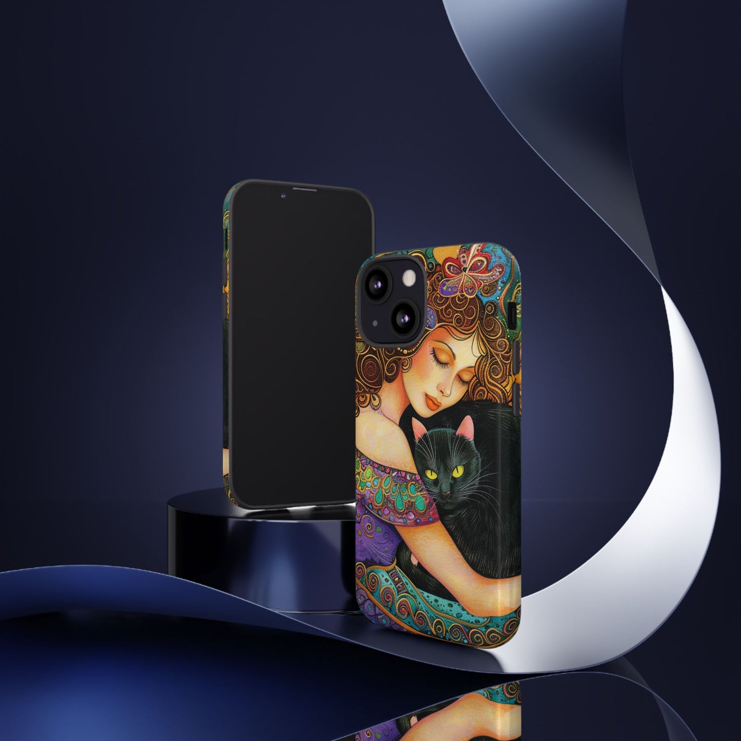 Colorful Cat Art Phone Case, Tough Phone Cover for Cat Lovers, Gift for Pet Owners, Artistic Mobile Case, Cute Cat Design