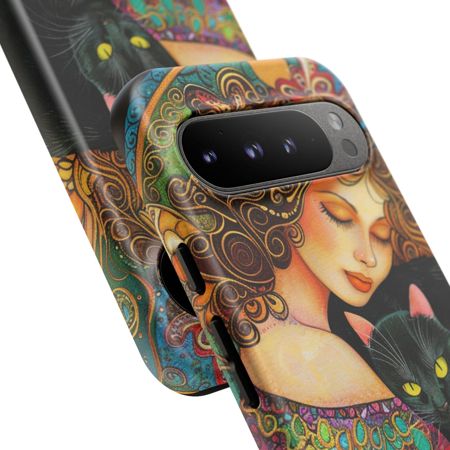 Colorful Cat Art Phone Case, Tough Phone Cover for Cat Lovers, Gift for Pet Owners, Artistic Mobile Case, Cute Cat Design