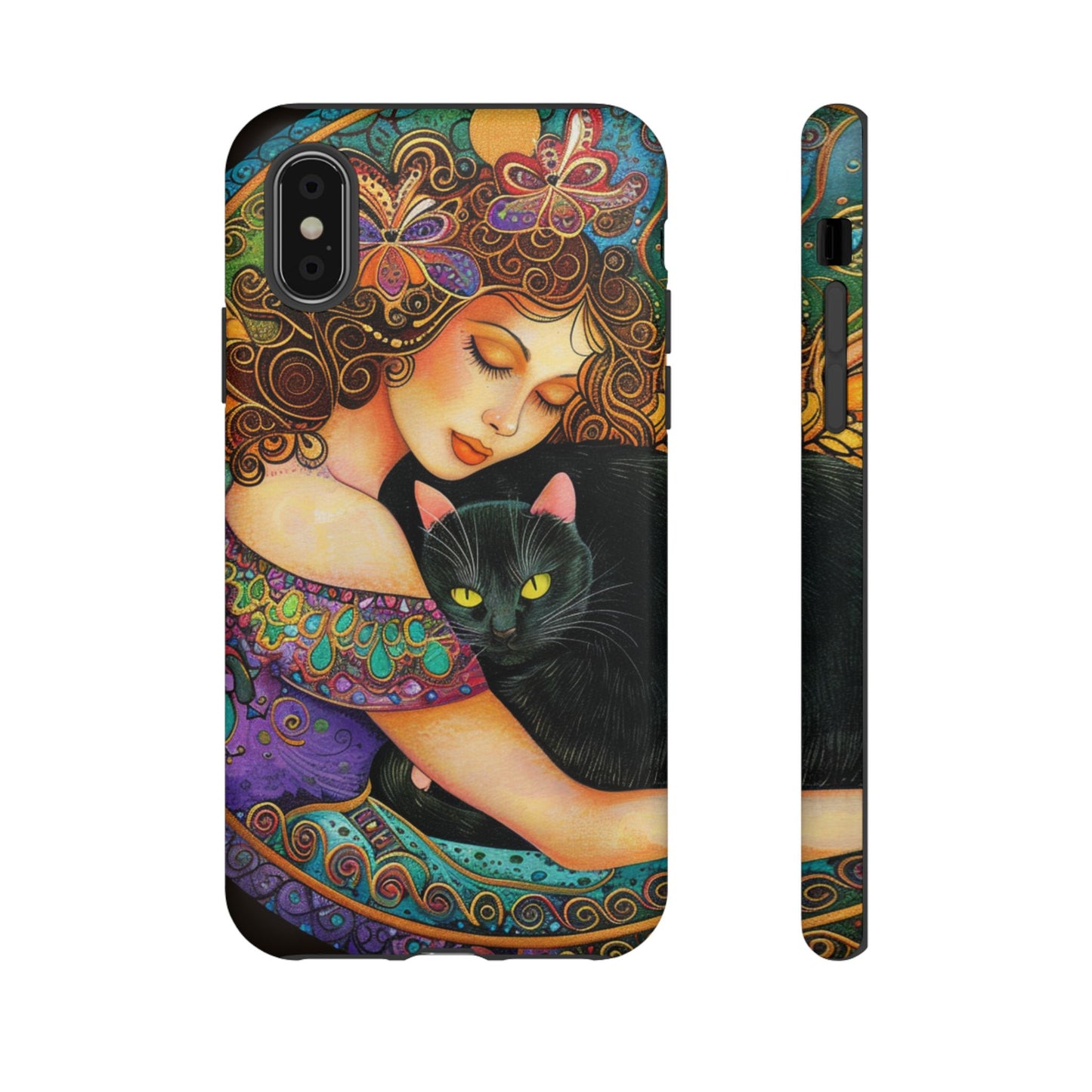 Colorful Cat Art Phone Case, Tough Phone Cover for Cat Lovers, Gift for Pet Owners, Artistic Mobile Case, Cute Cat Design