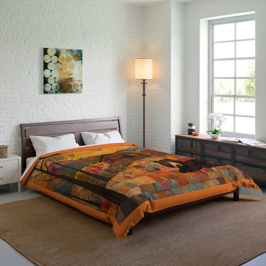 Autumn Cabin Bear Comforter | Woodland Patchwork Fall Bedding