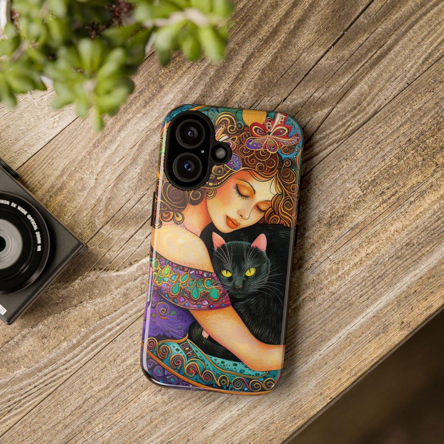 Colorful Cat Art Phone Case, Tough Phone Cover for Cat Lovers, Gift for Pet Owners, Artistic Mobile Case, Cute Cat Design