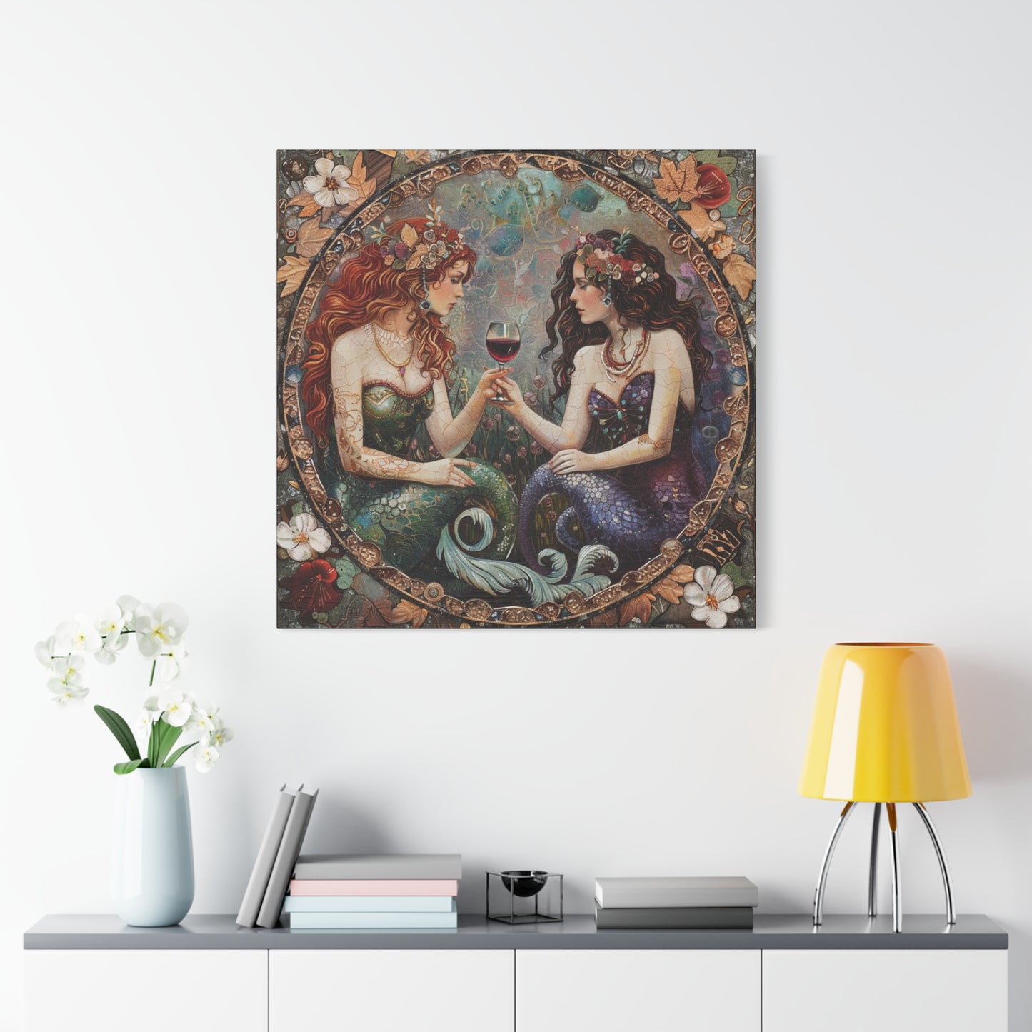 Mermaid in Paris Canvas Print, Mermaid Lovers, Mermaid Gift, Girlfriend Gift, Mermaid Canvas, Choose Your Size Canvas Options