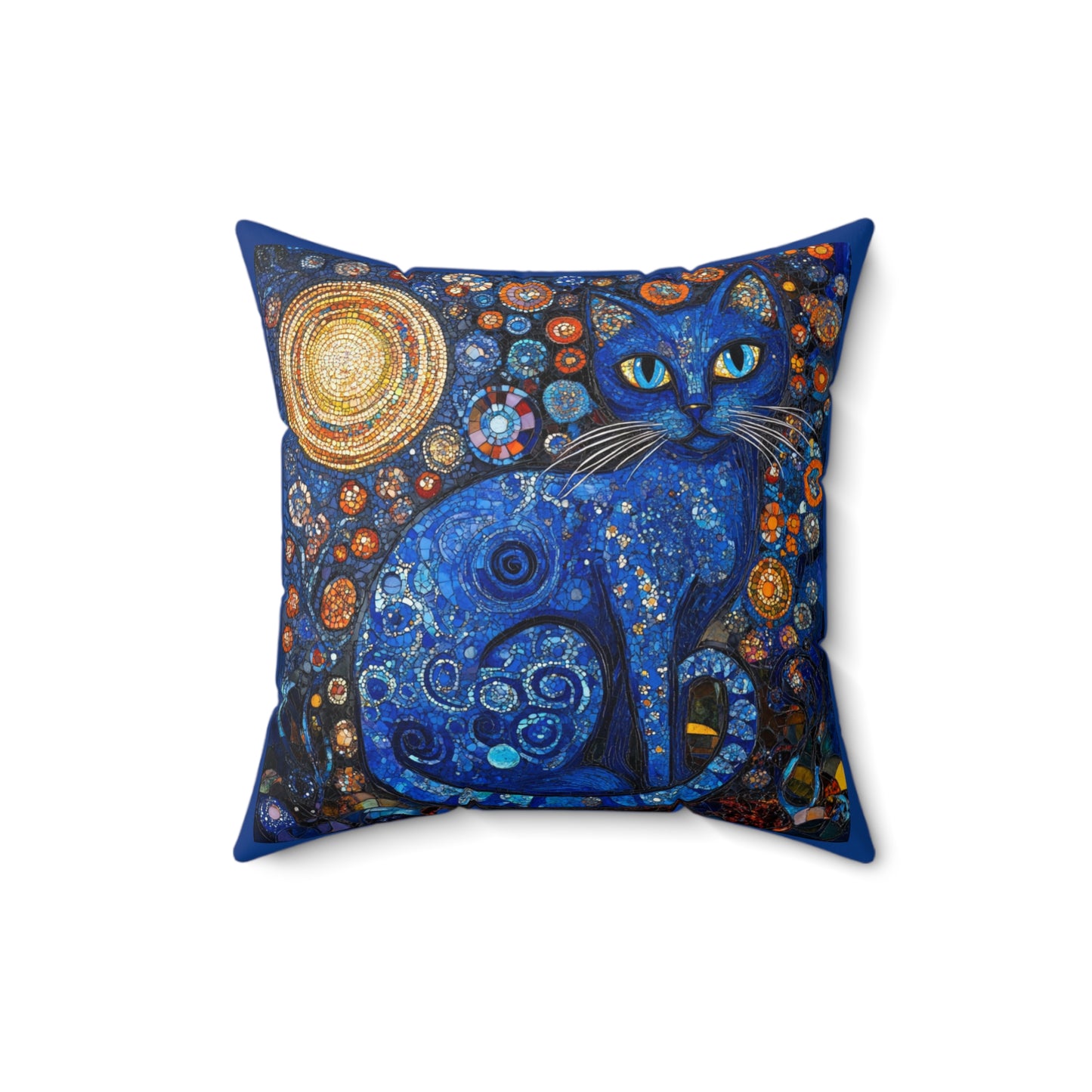 Crystal Cat Collection Lapis Lazuli Cat Faux Suede Pillow - Cozy Home Decor, Cat Lover Gift, Unique Cushion for Living Room