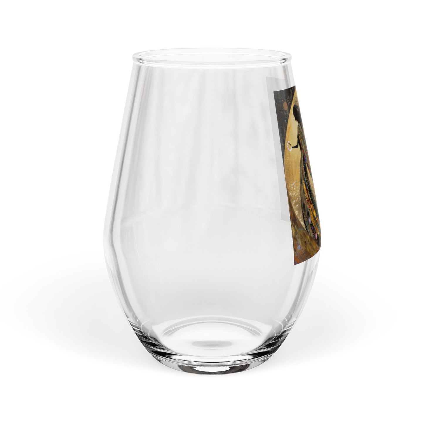 Abstract Crescent Moon Goddess Artwork Stemless Wine Glass | Celestial Night Illustration